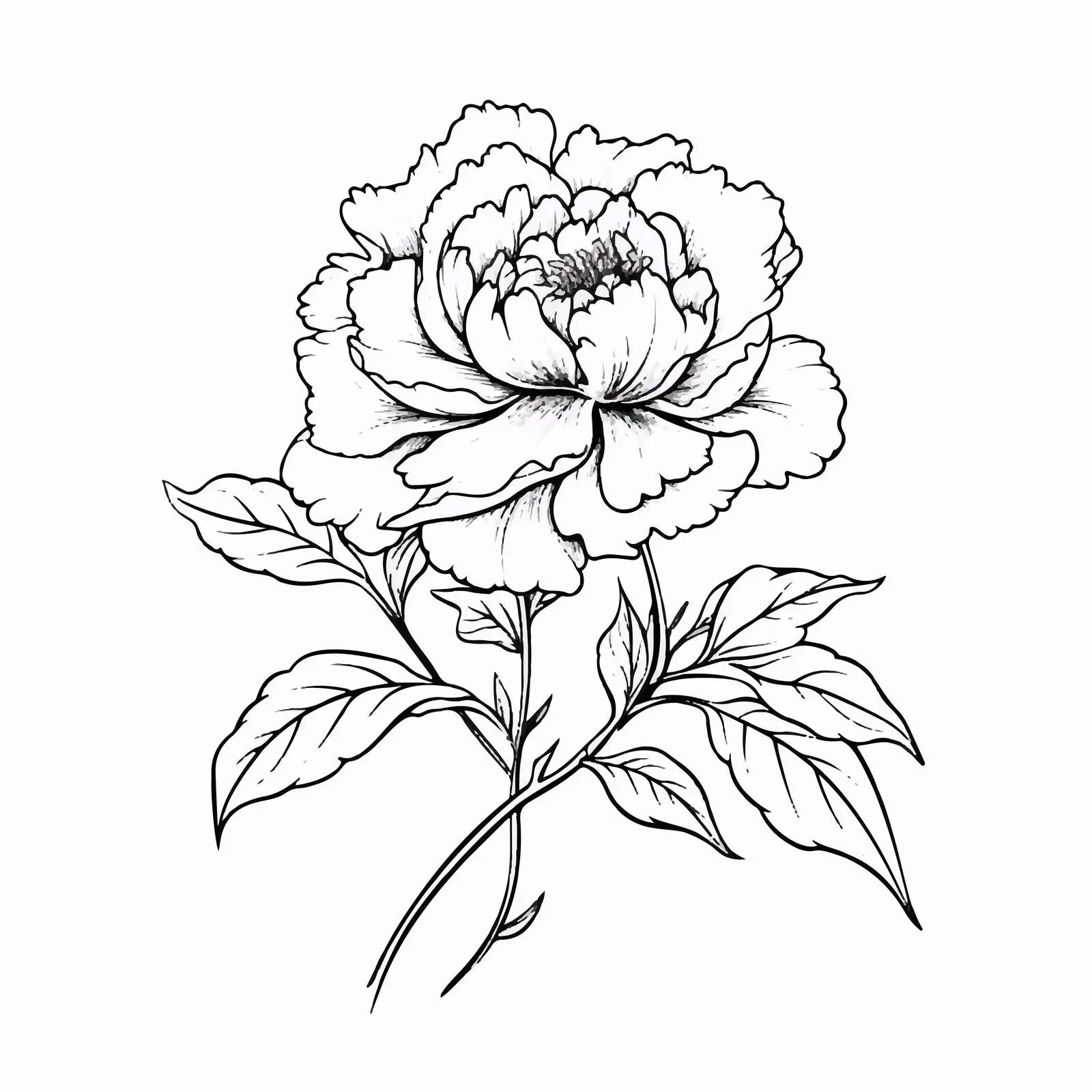 Contoured Peony Flower Branch Vector Design — free download from Dotvec