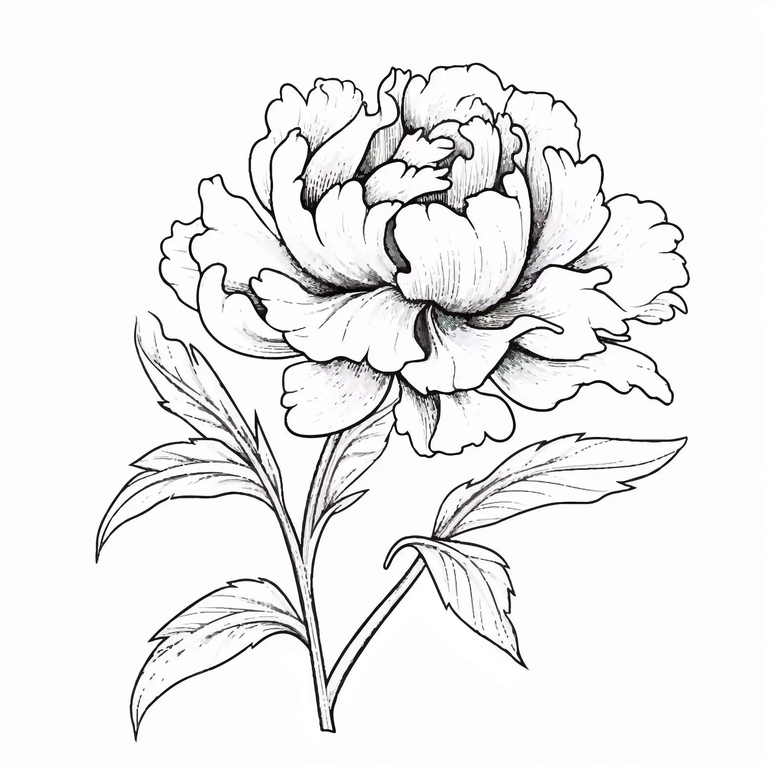 Contoured Peony Flower Vector Illustration — free download from Dotvec