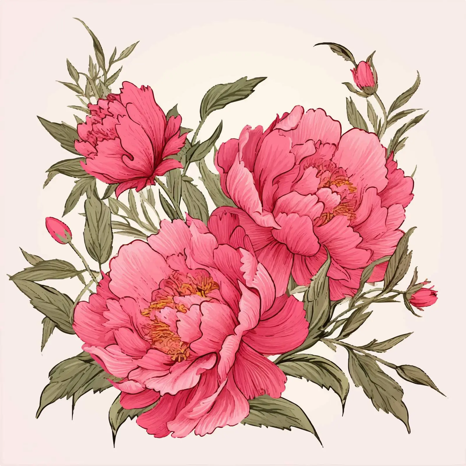 Romantic Peony Floral Framed Background Card — free download from Dotvec