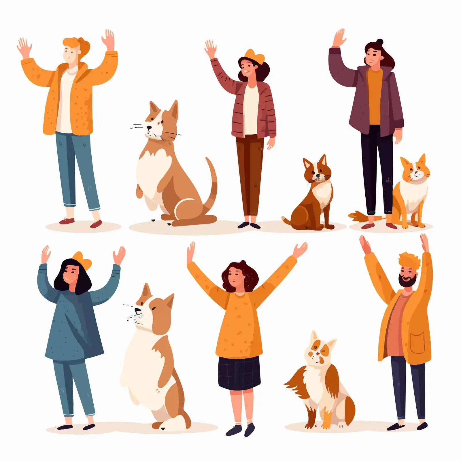 Cats and Dogs Giving High Five Illustrations — free download from Dotvec