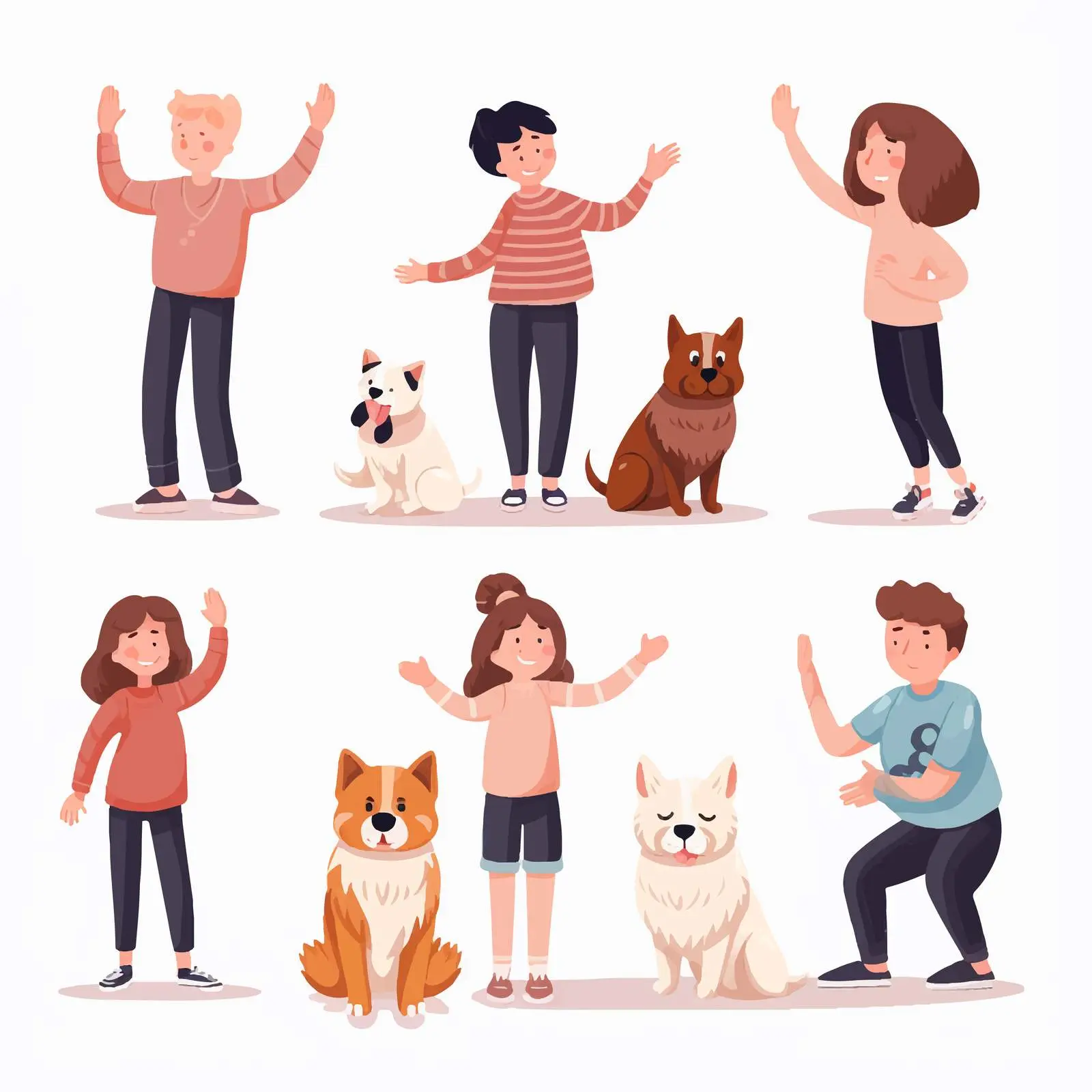 Cats and Dogs High Five Vector Set – free playful cats image from Dotvec