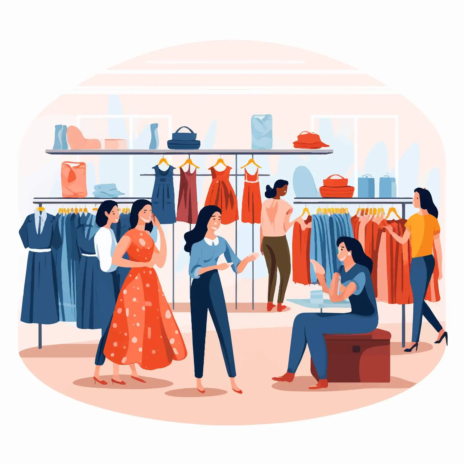 Happy Women Shopping for Clothes in Fashion Store — free download from Dotvec