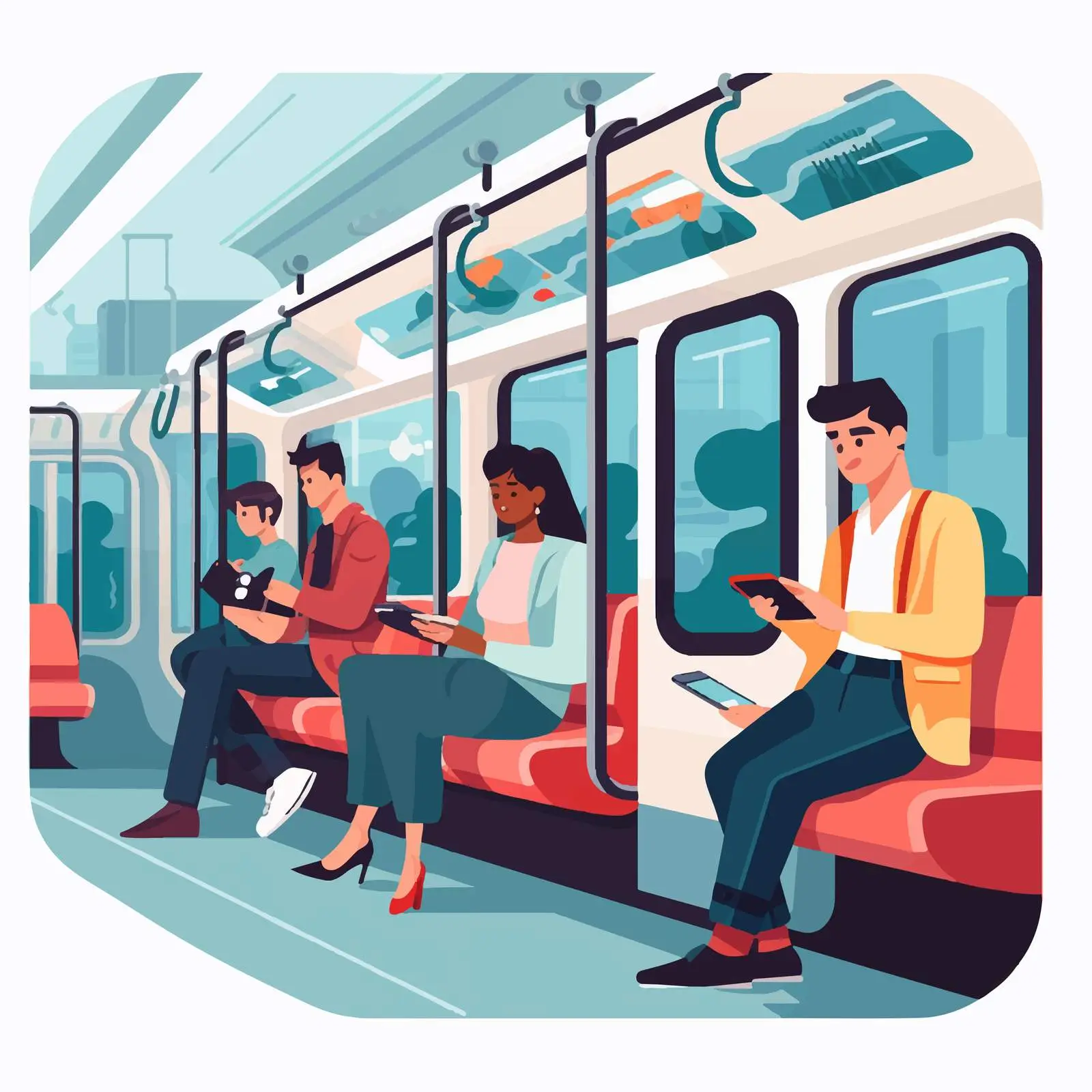 Passengers Commuting on Subway Train – free daily commute image from Dotvec