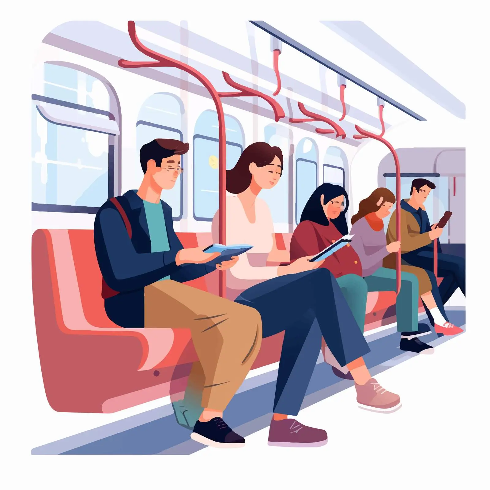 Subway Train Passengers Commuting in Vectors — free download from Dotvec