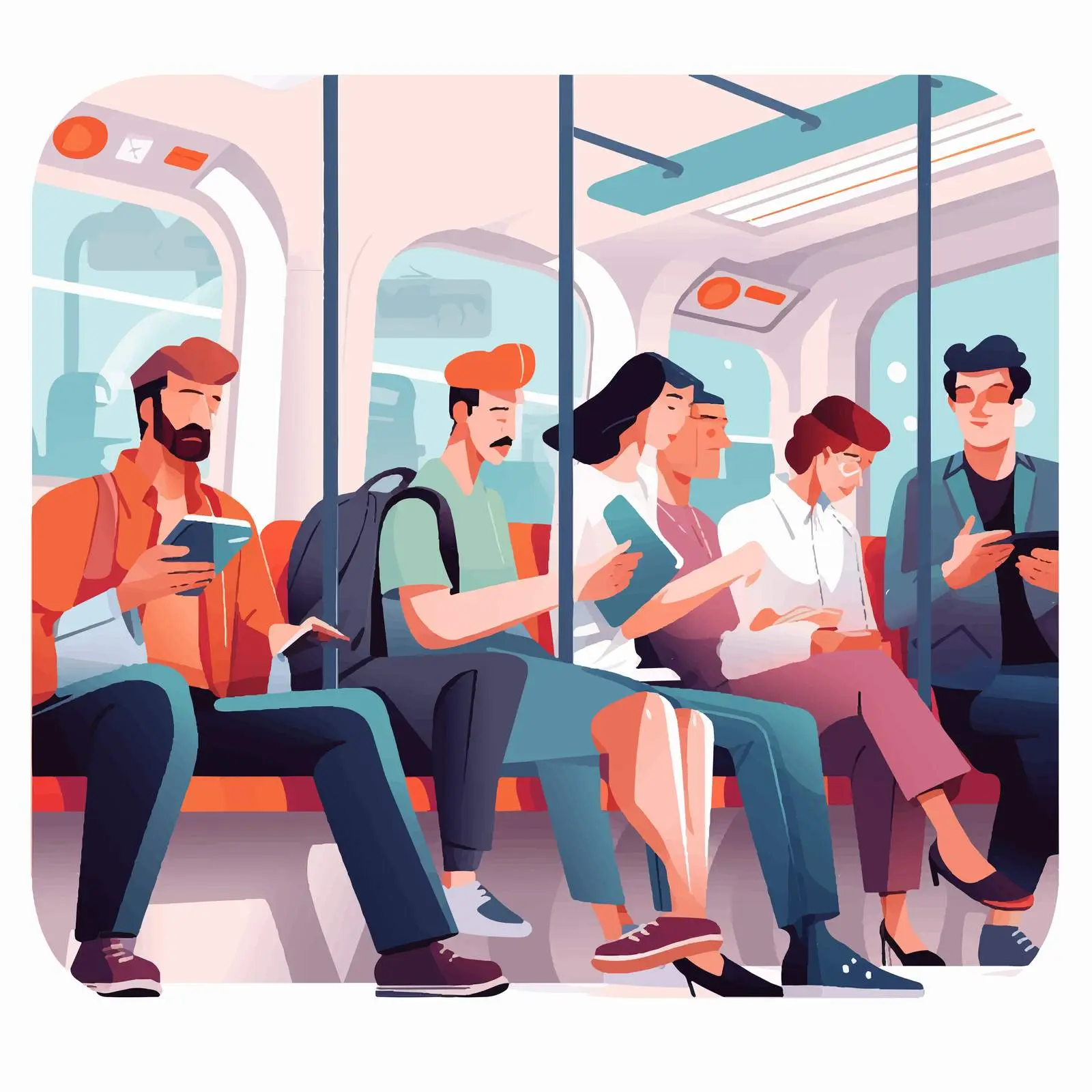 Commuters on Subway Train in Public Transport – free daily commute image from Dotvec
