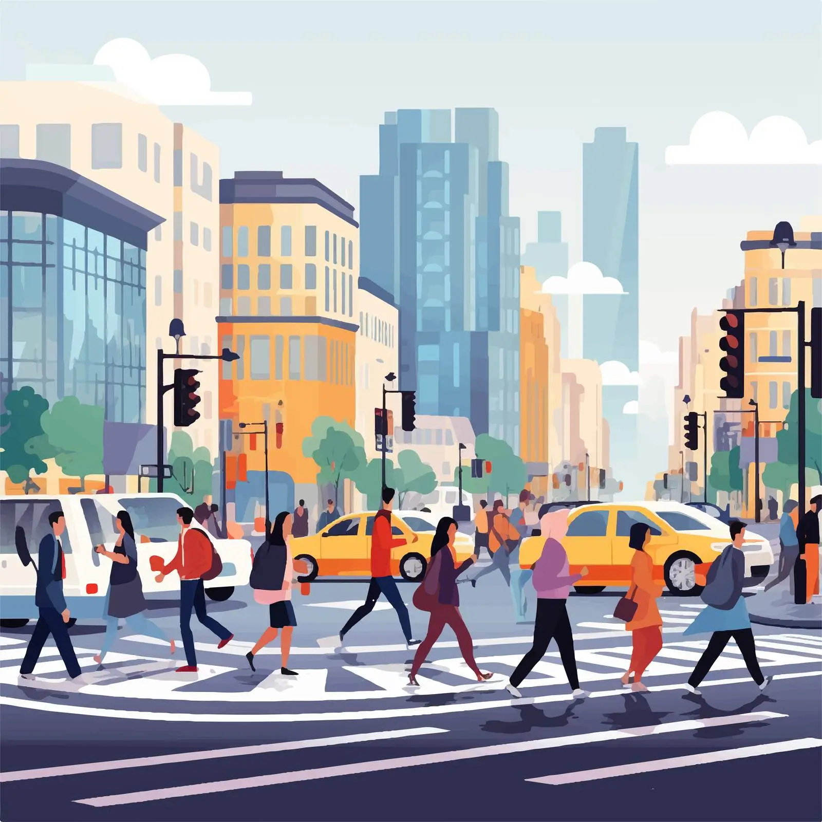 Pedestrians Crossing at Uncontrolled Crosswalk — free download from Dotvec