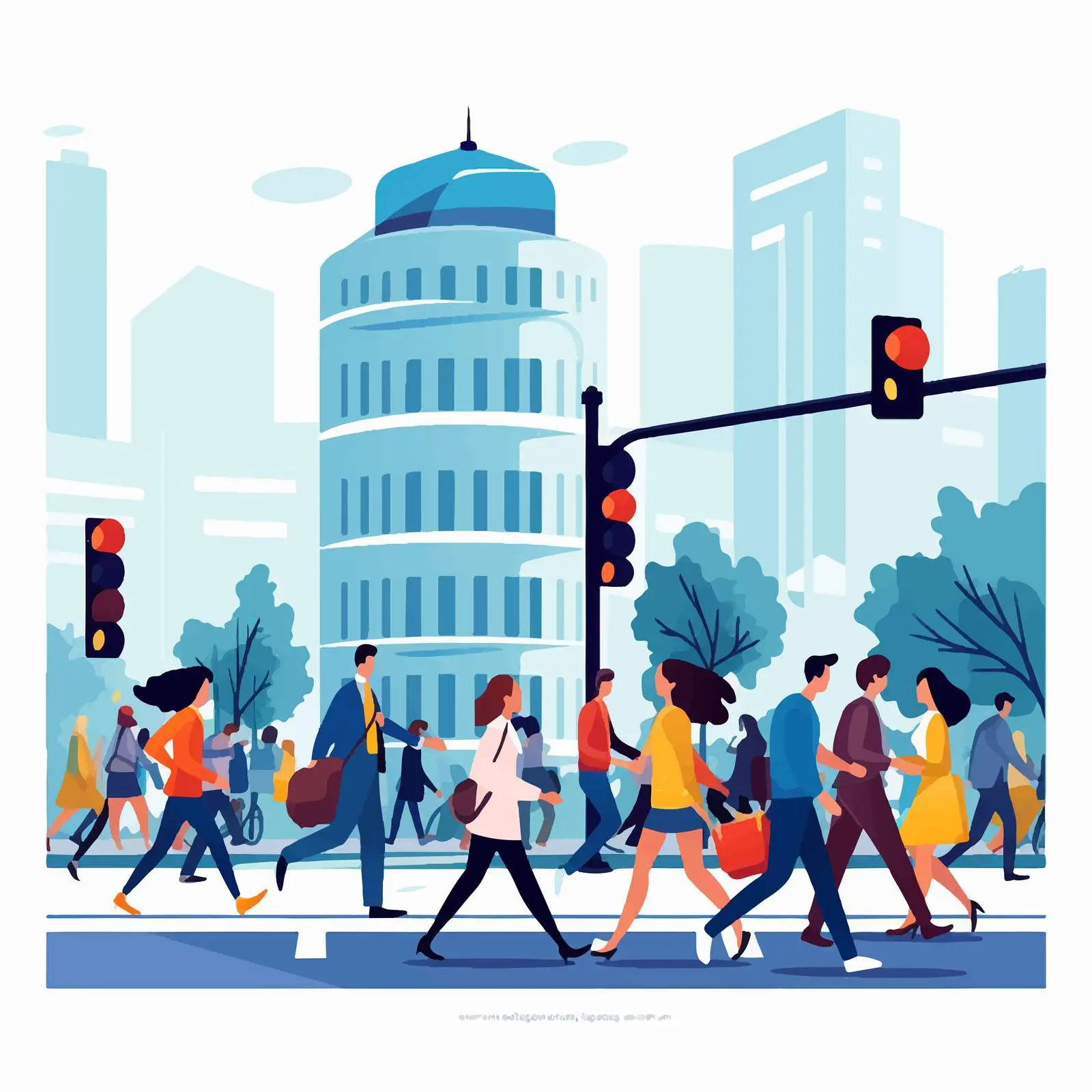 Pedestrians Crossing at Uncontrolled Crosswalk – free active transportation image from Dotvec