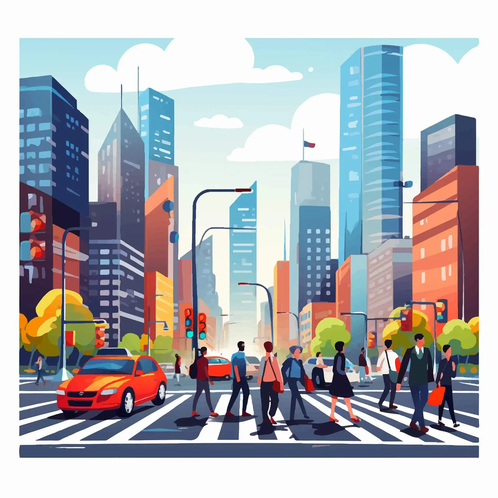 Pedestrians Crossing at Uncontrolled Crosswalk – free active transportation image from Dotvec