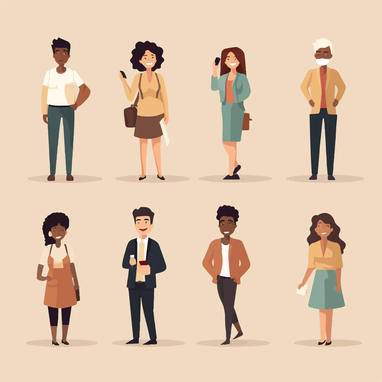 People Design on Beige Background Vector Illustration – free human figures image from Dotvec
