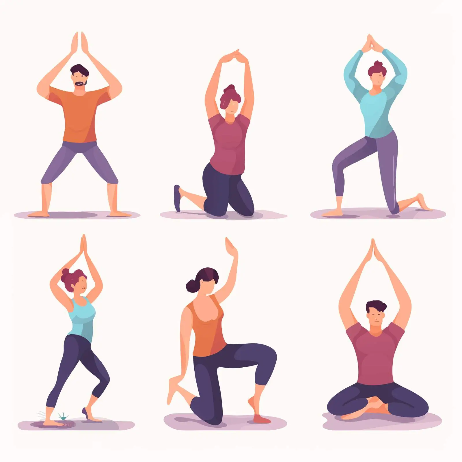 Yoga Flat Vector Illustrations Set for Fitness — free download from Dotvec