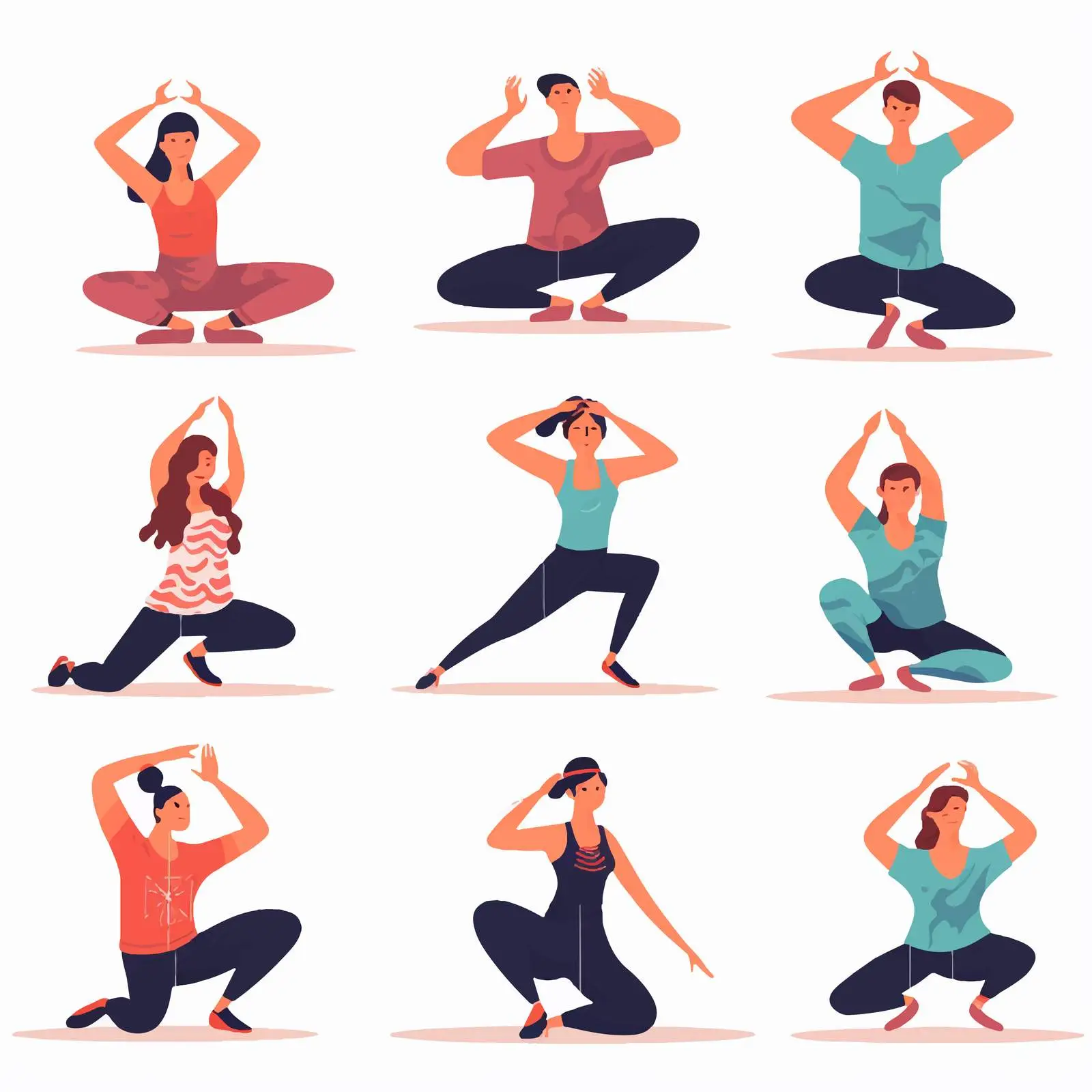 Flat Yoga Illustrations of Male and Female Figures — free download from Dotvec