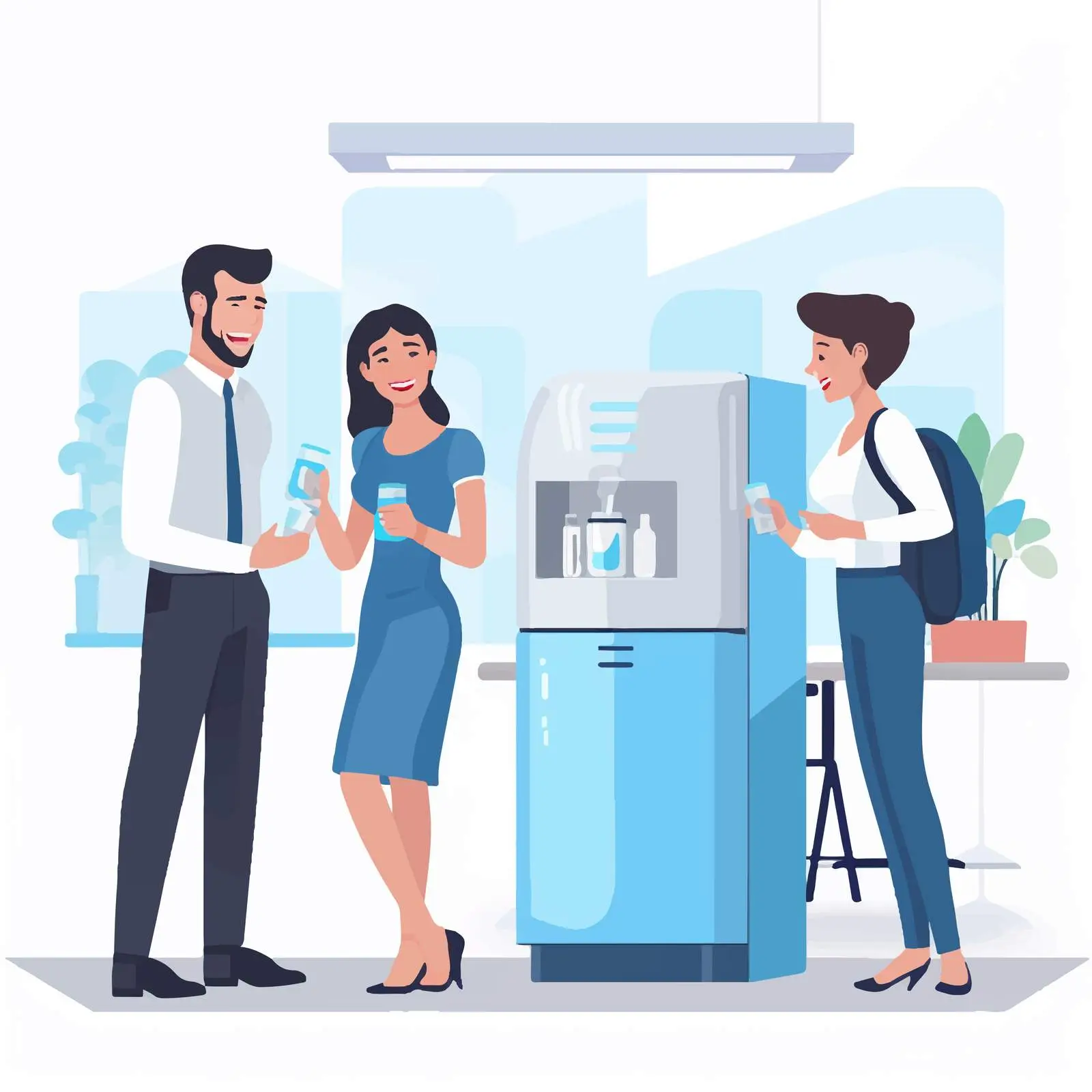 Office Colleagues Chatting by Water Cooler — free download from Dotvec