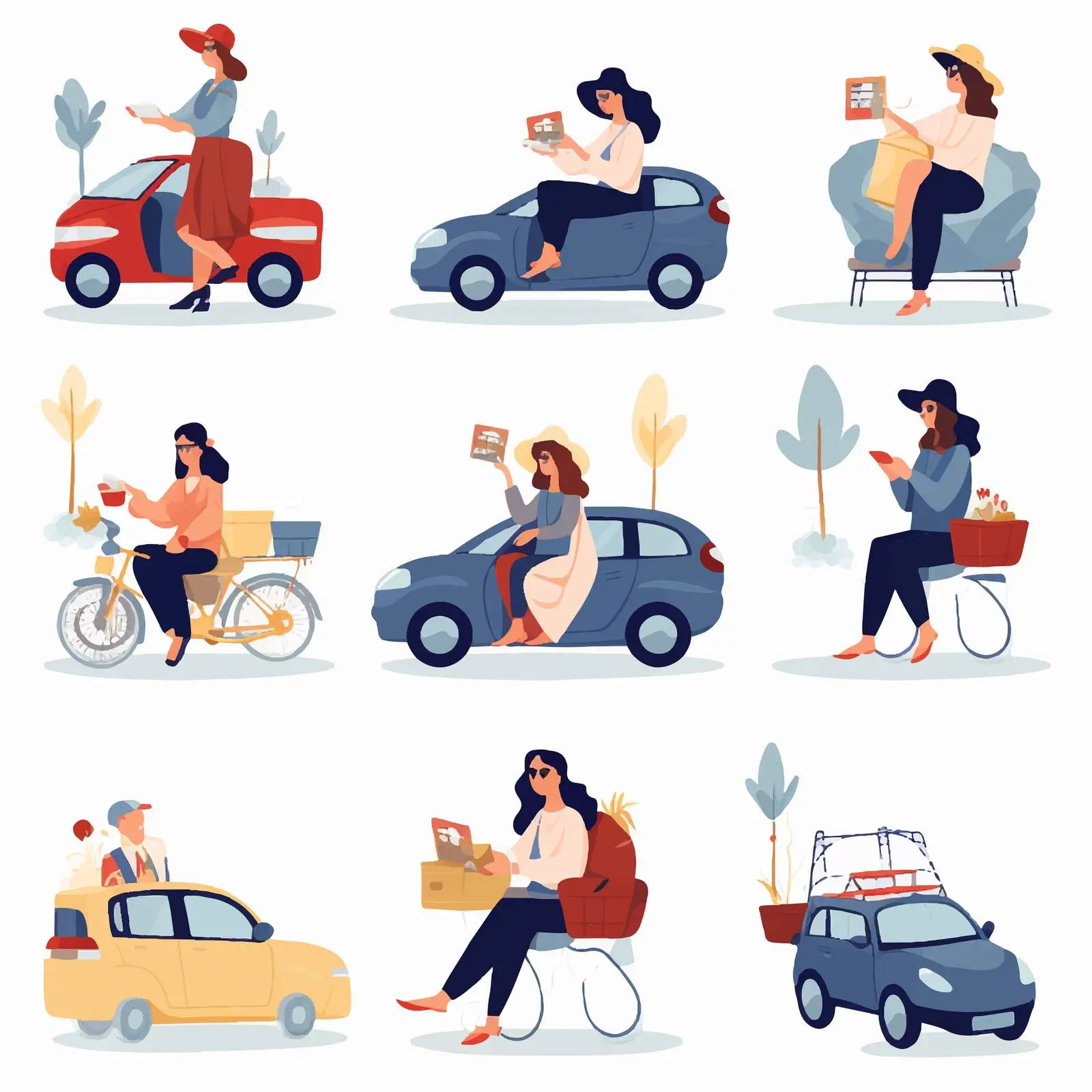 Flat Vector Illustrations of Road Trip Adventures — free download from Dotvec