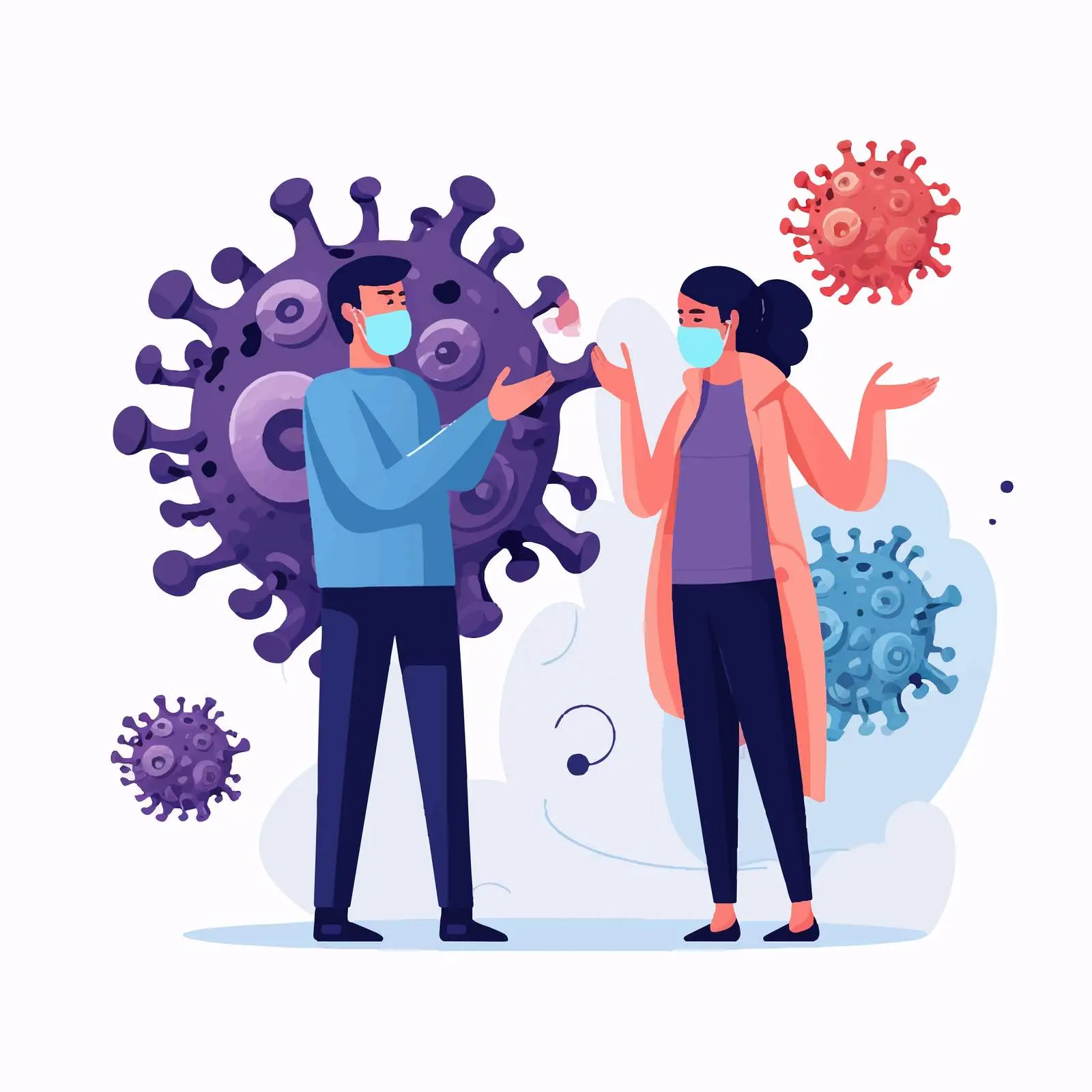 People in Face Masks Fighting Virus Epidemic — free download from Dotvec