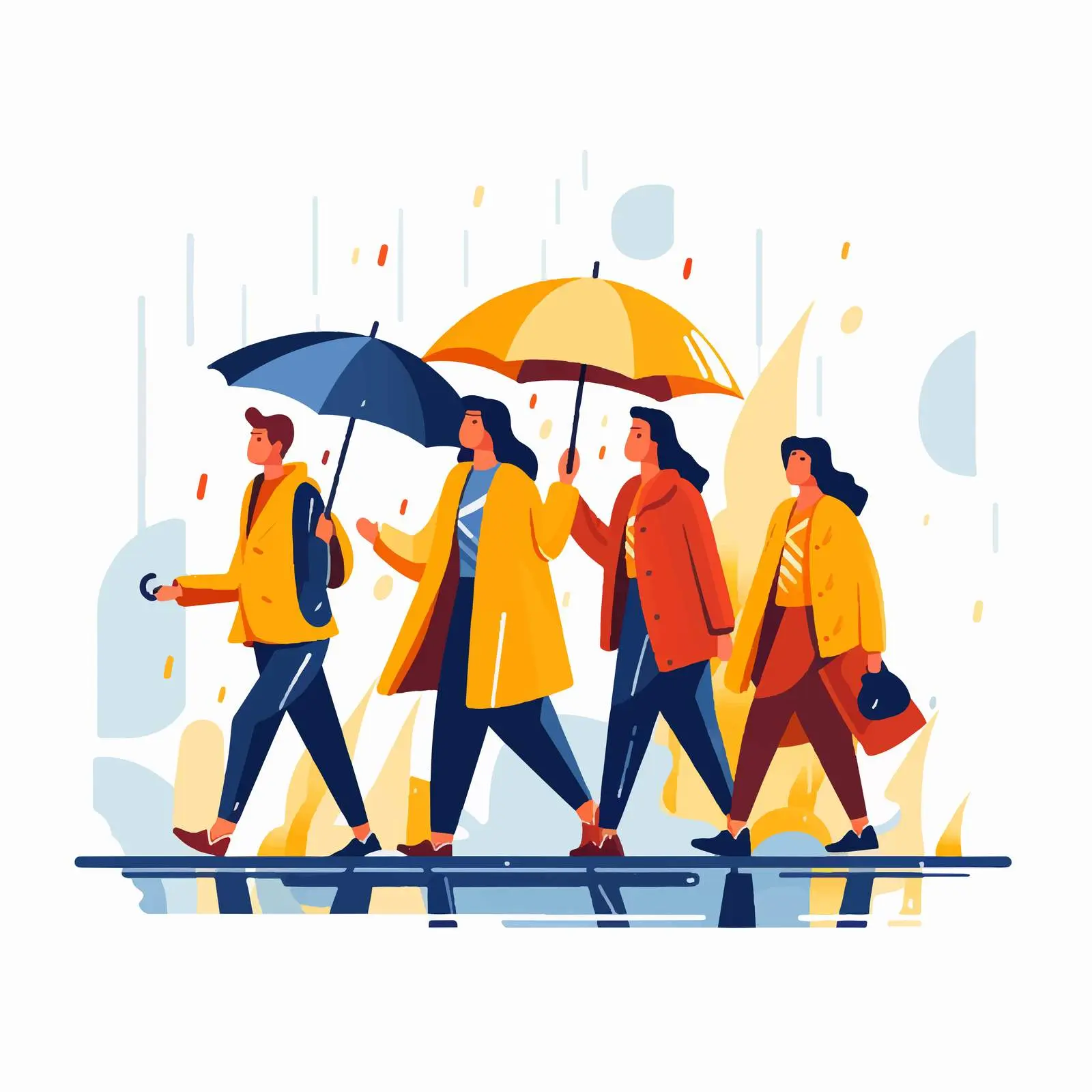 People Walking in Heavy Rain and Flood — free download from Dotvec