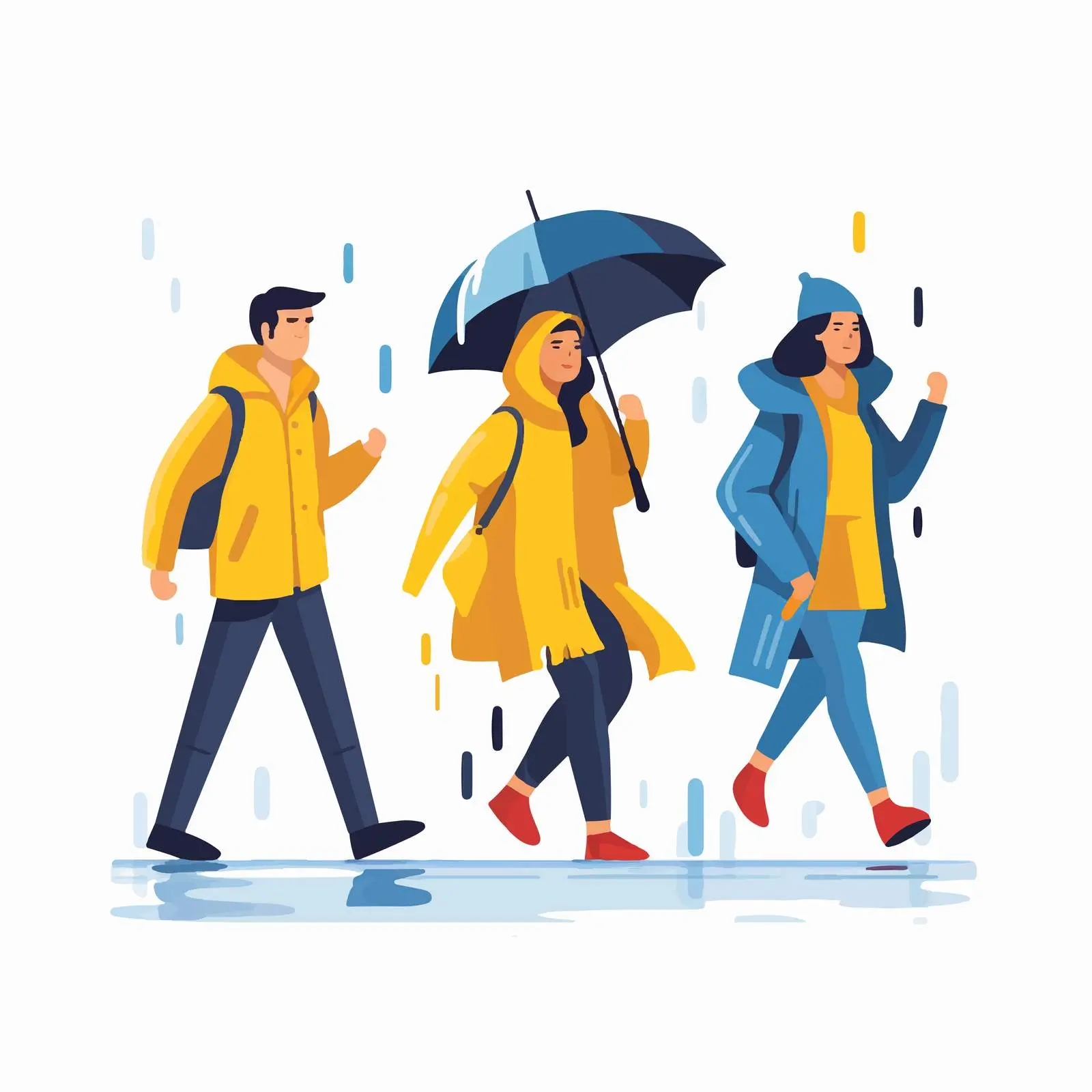 People Walking in Flooded Streets During Heavy Rain — free download from Dotvec