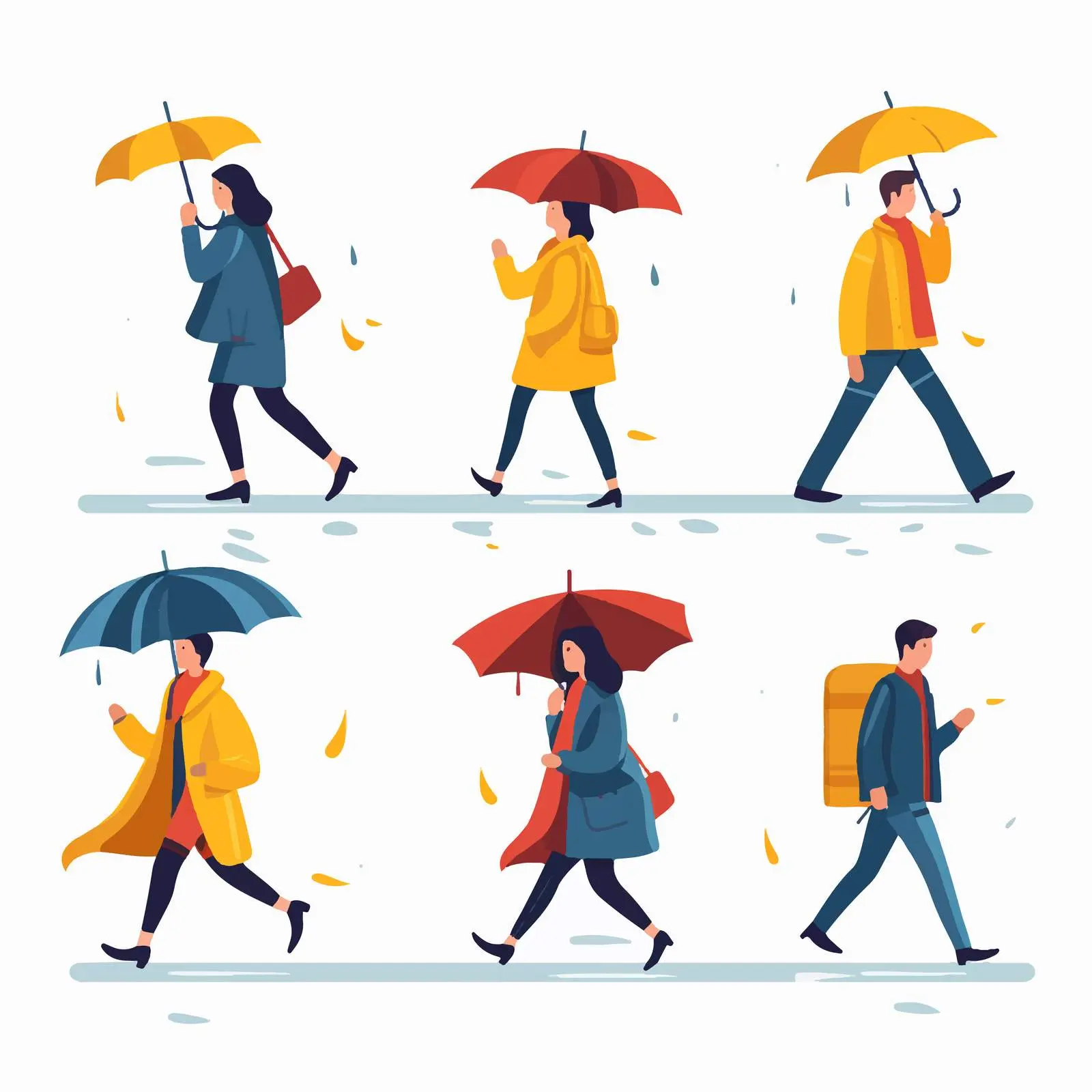 People Walking in Flooded Heavy Rain — free download from Dotvec