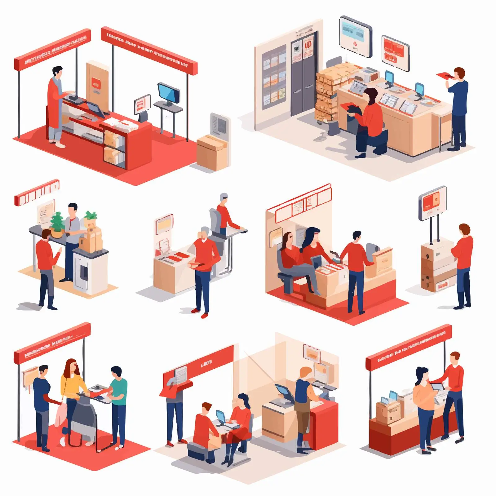 People in Postal Offices and Mailbox Vectors — free download from Dotvec