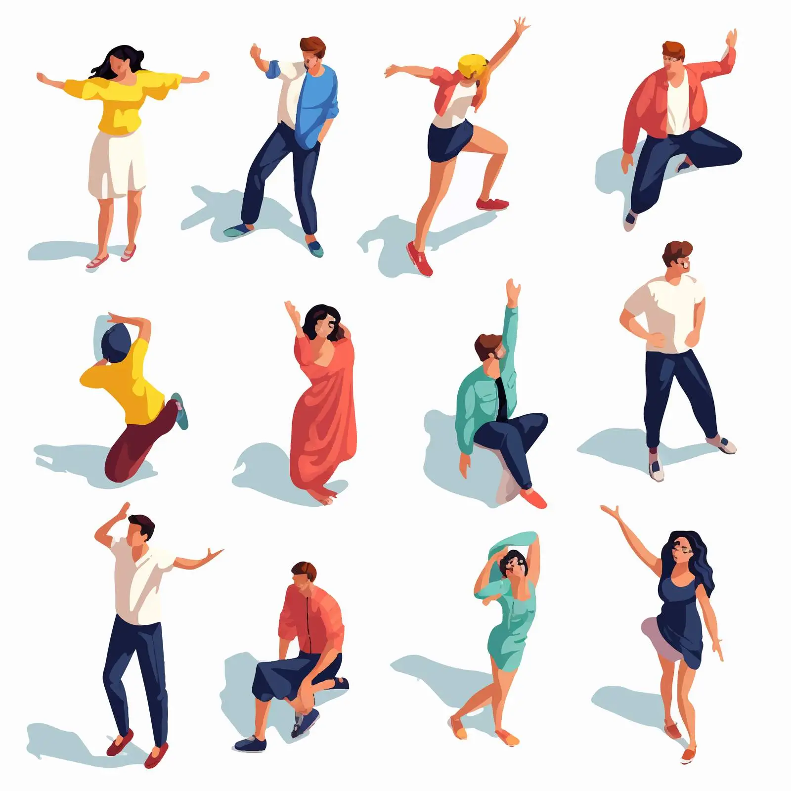 Flat Vector Illustrations of People in Top View – free vector art set image from Dotvec