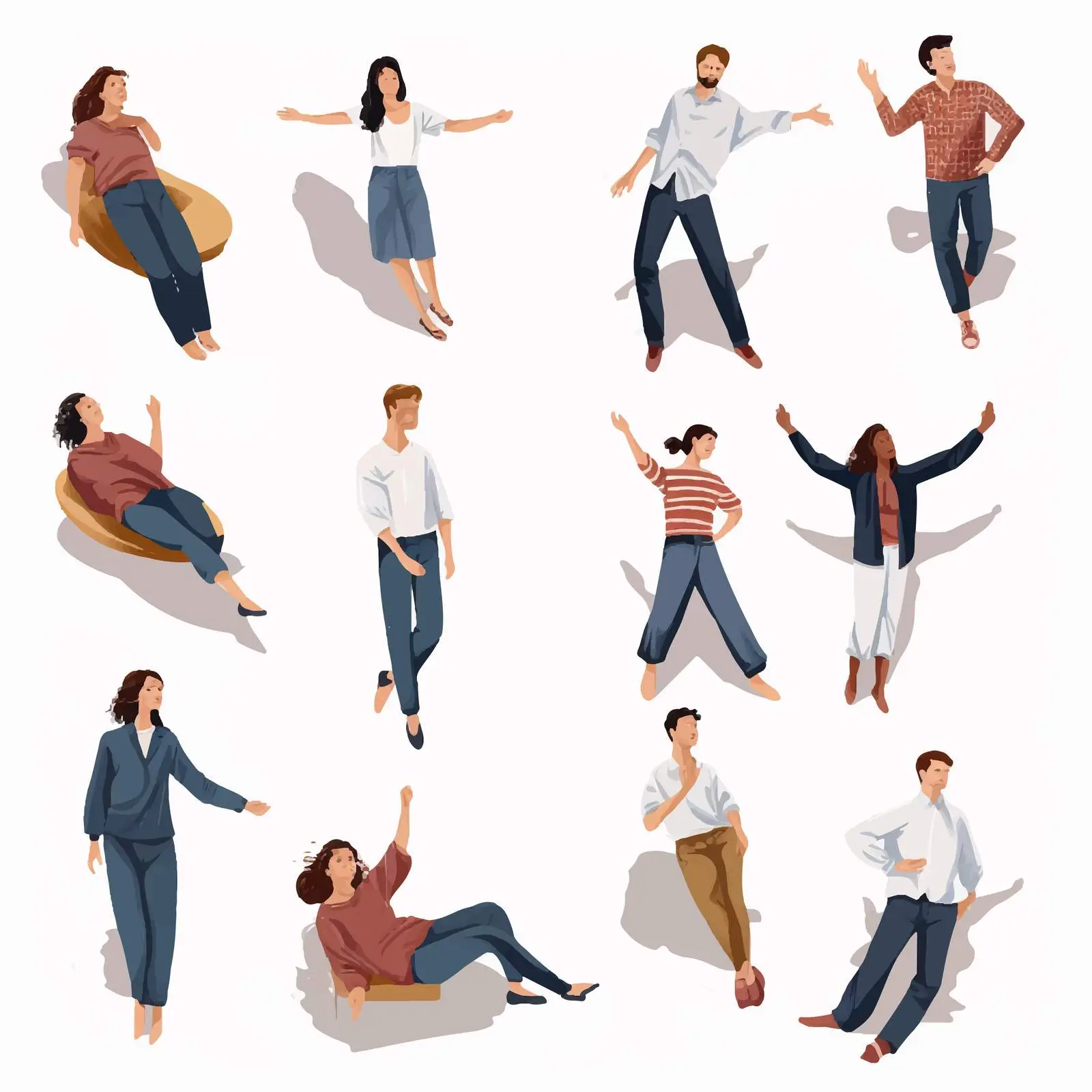 Top View Flat Vector Illustrations of People — free download from Dotvec