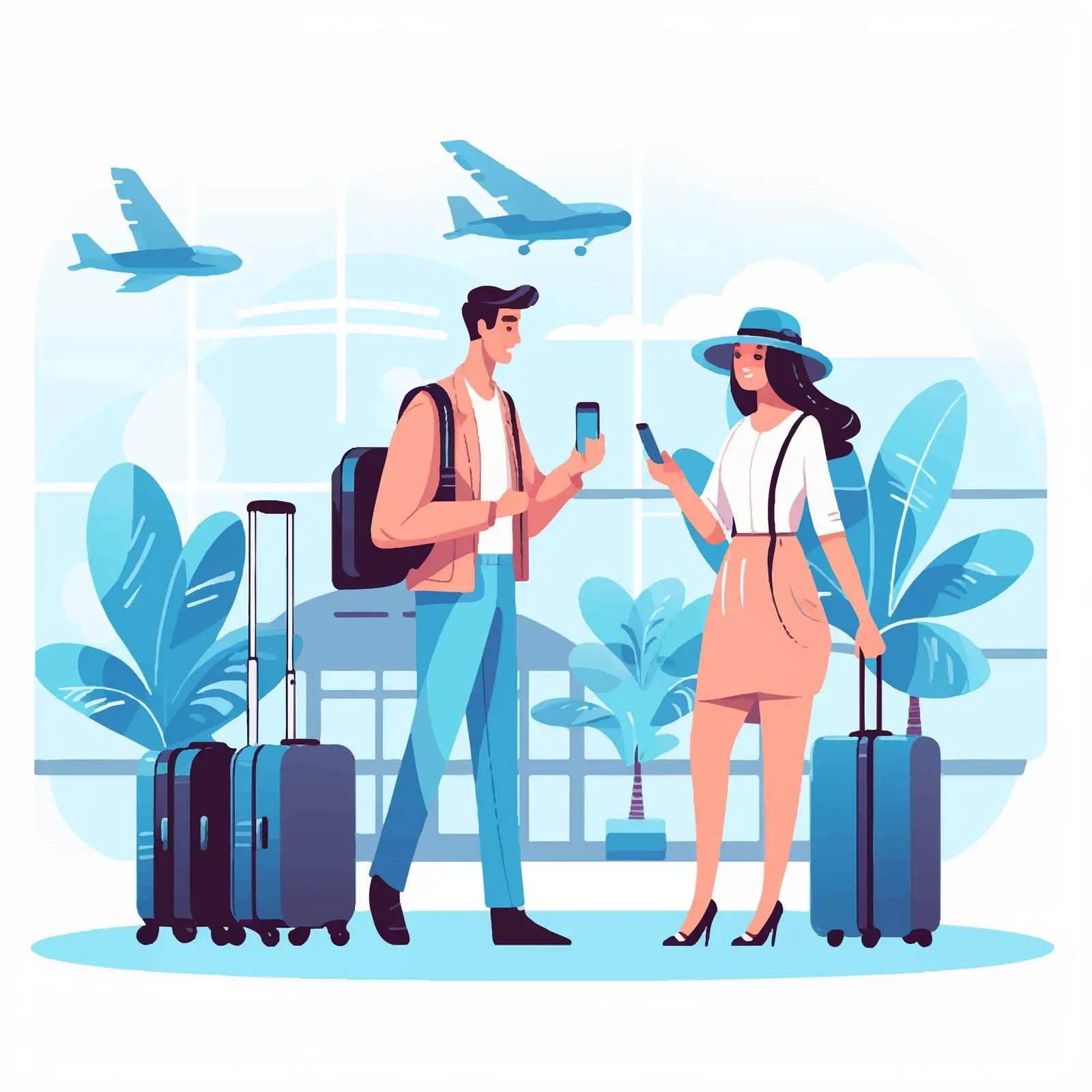 Passengers at Airport for Departure and Arrival — free download from Dotvec