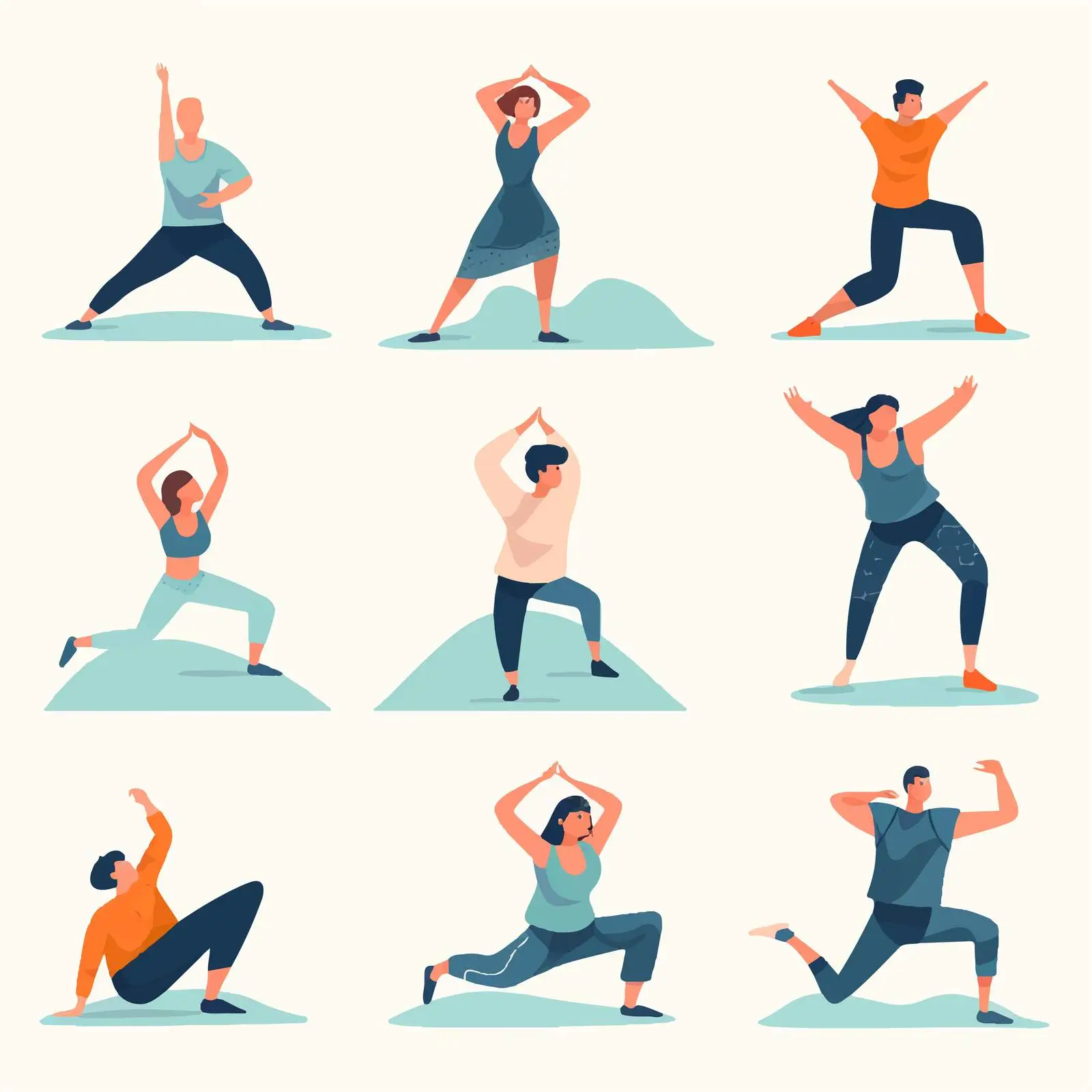 Yoga Practice Vector Illustrations Set — free download from Dotvec