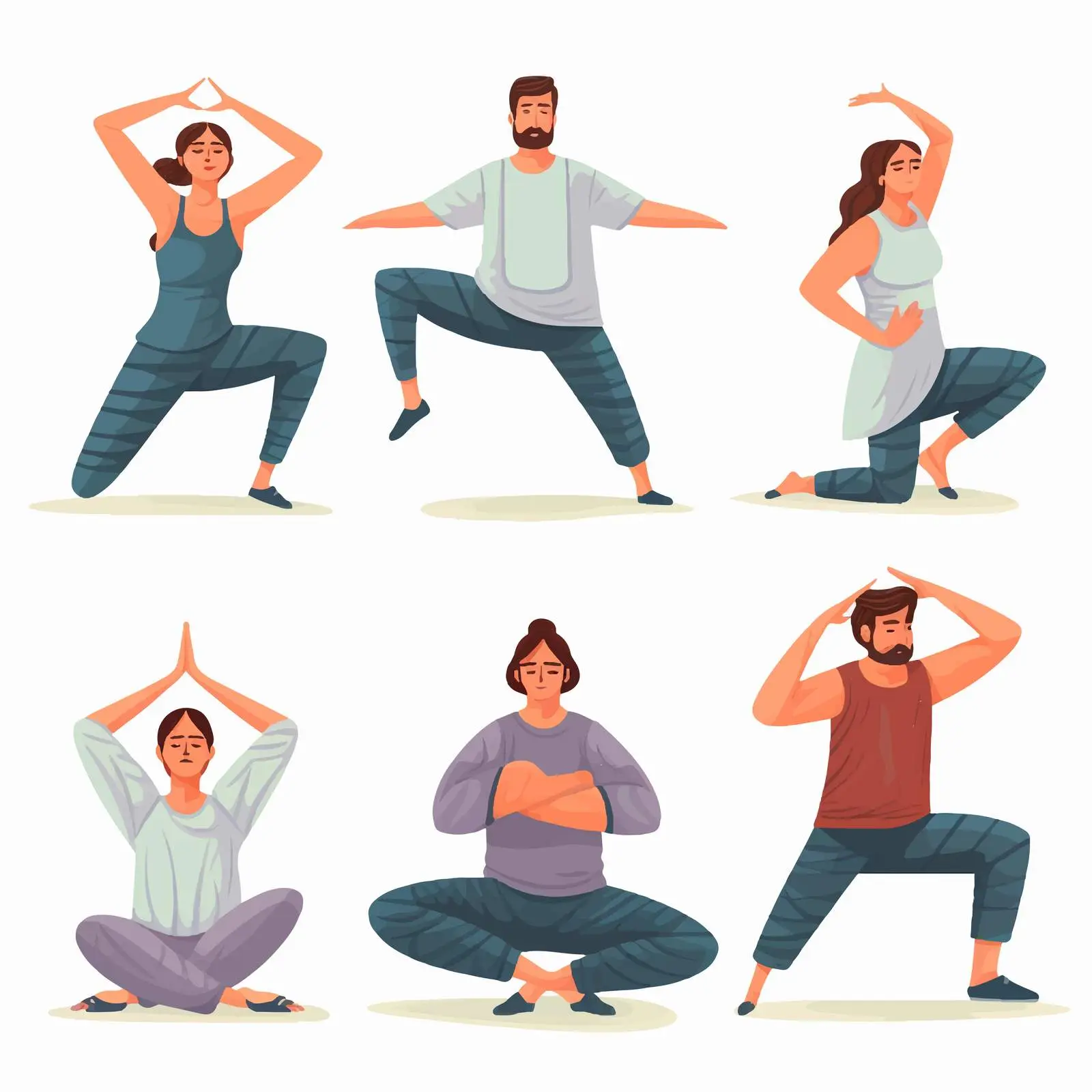 Yoga Position Practice Vector Illustration Set — free download from Dotvec