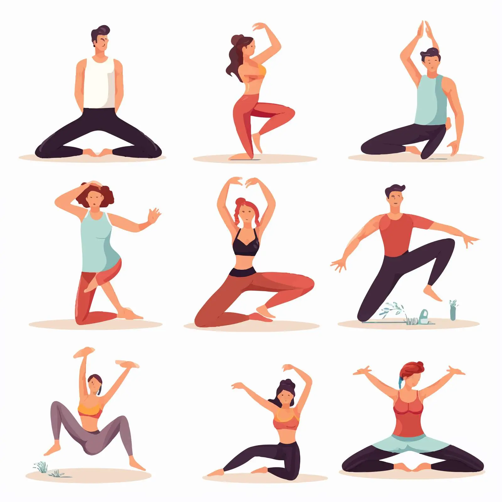 Yoga Poses Vector Flat Illustration Set — free download from Dotvec