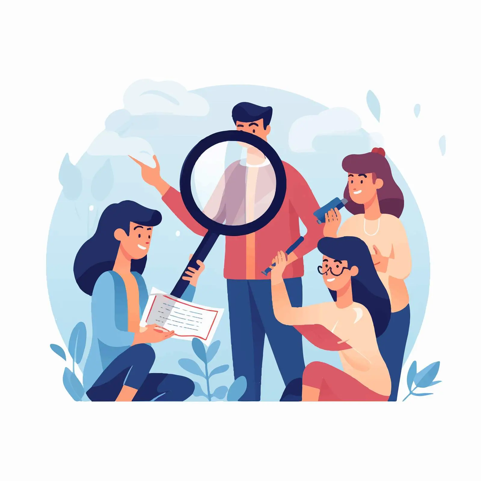 People Searching with Magnifying Glass and Binoculars — free download from Dotvec