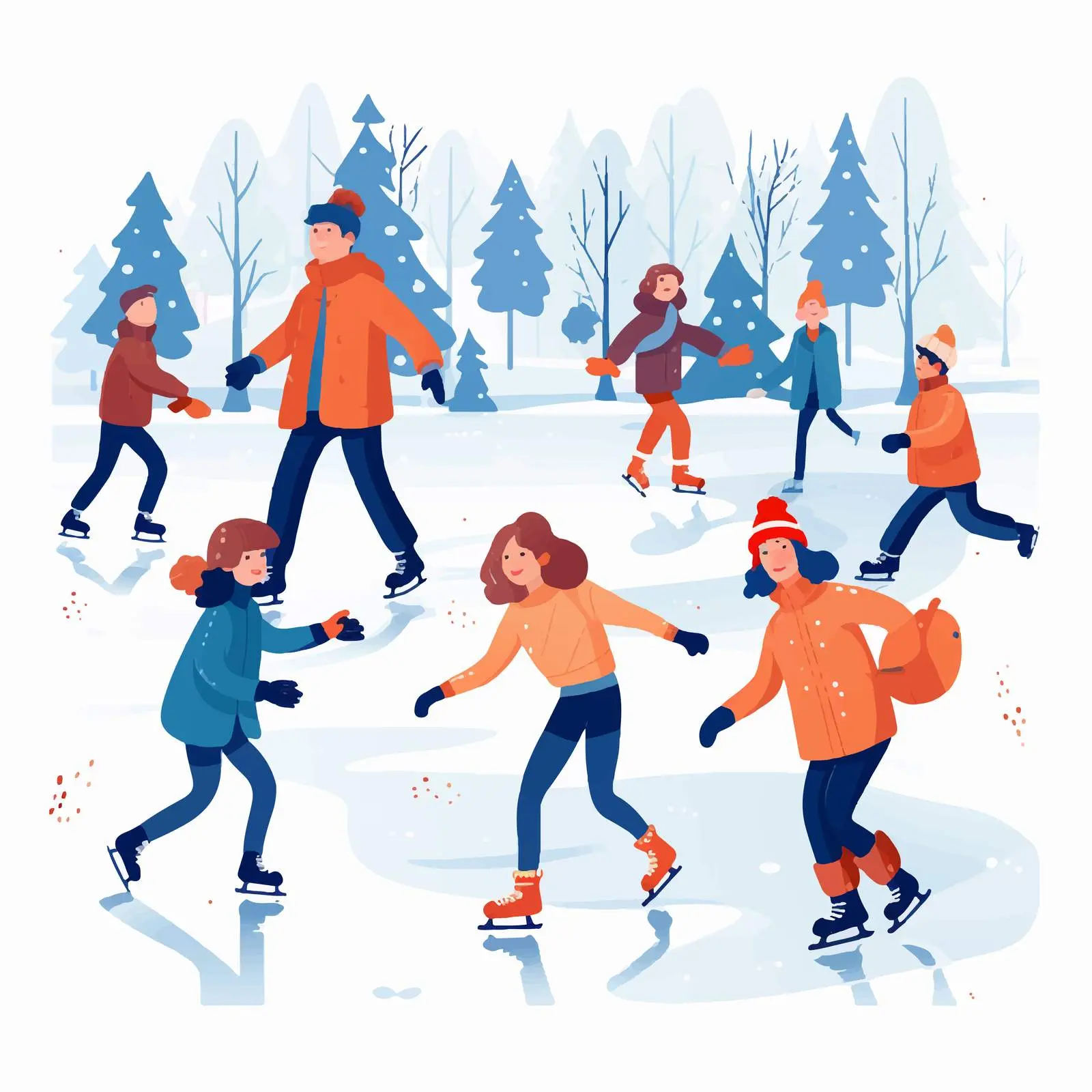Children Ice Skating Outdoors in Winter — free download from Dotvec