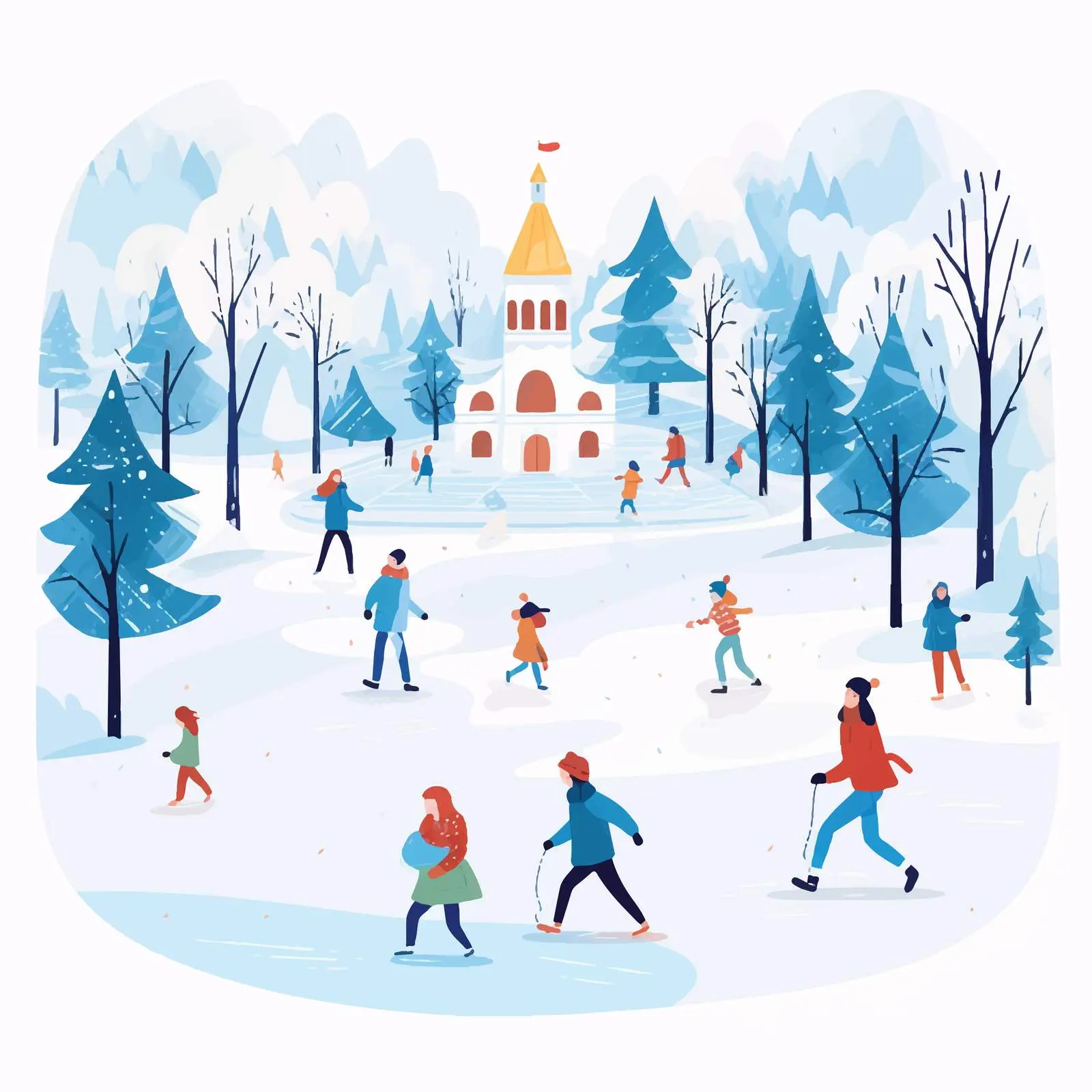 Children Skating on Outdoor Ice Rink in Winter — free download from Dotvec