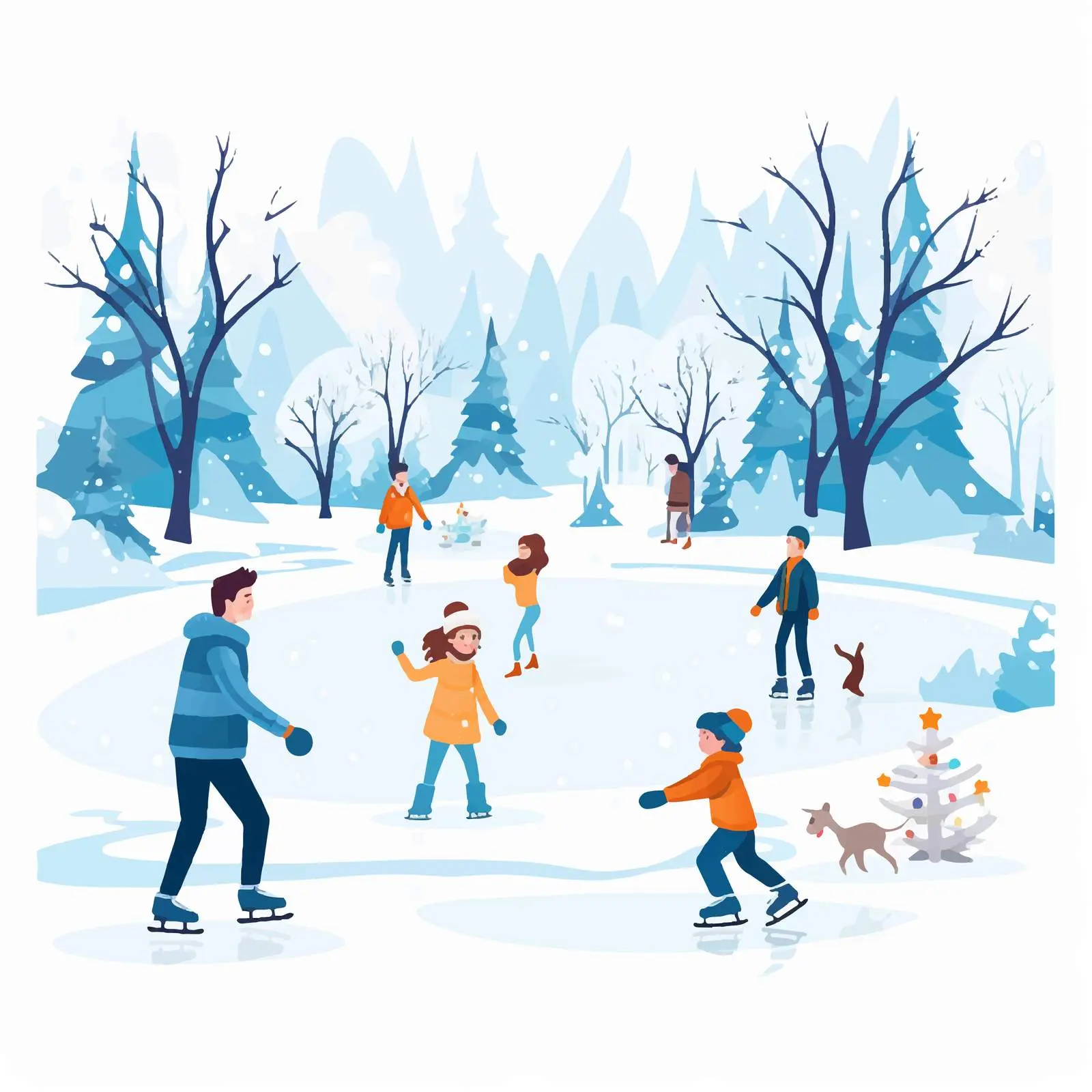 Children Skating on Ice Rink in Winter — free download from Dotvec