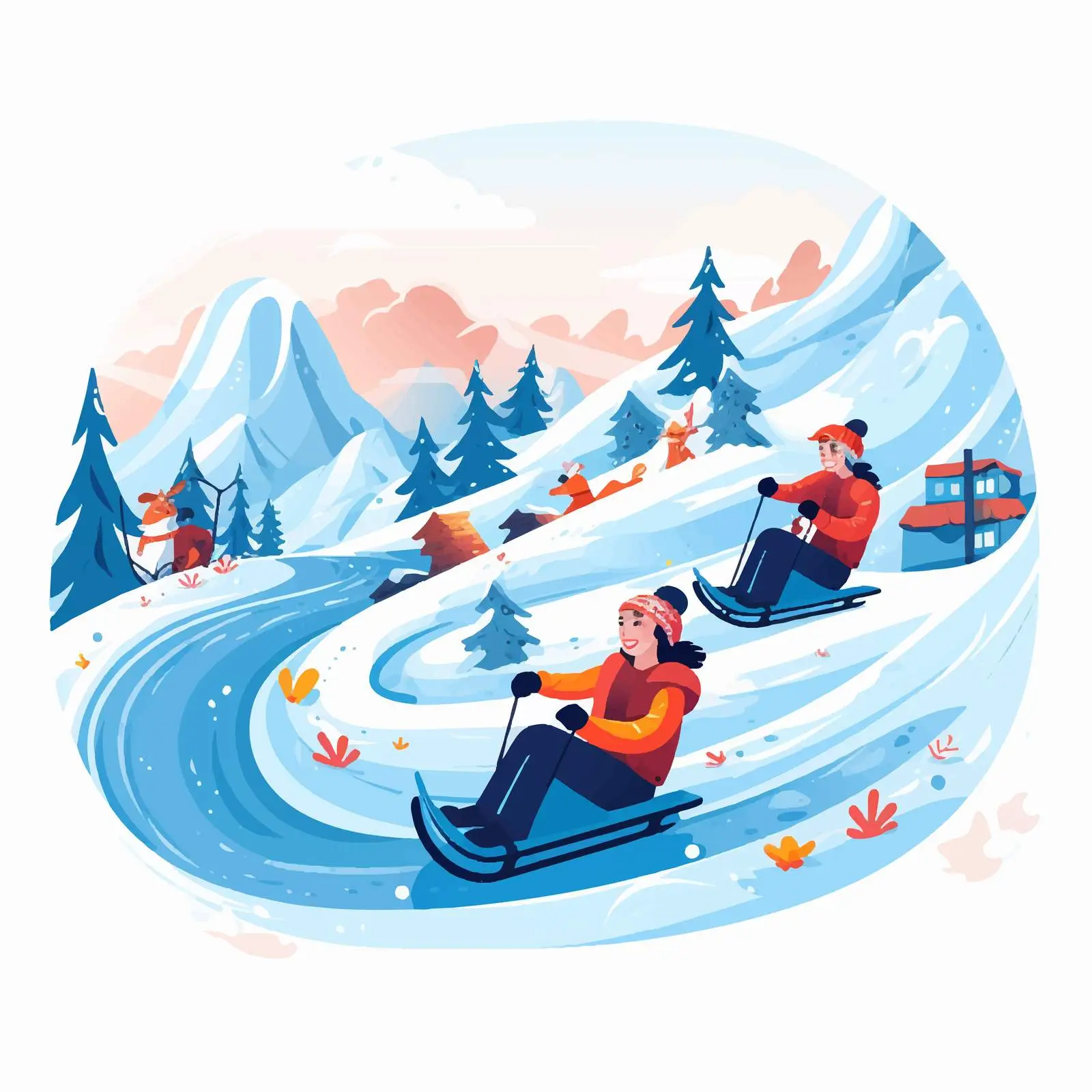 Winter Fun Sledding and Snow Tubing Activity — free download from Dotvec
