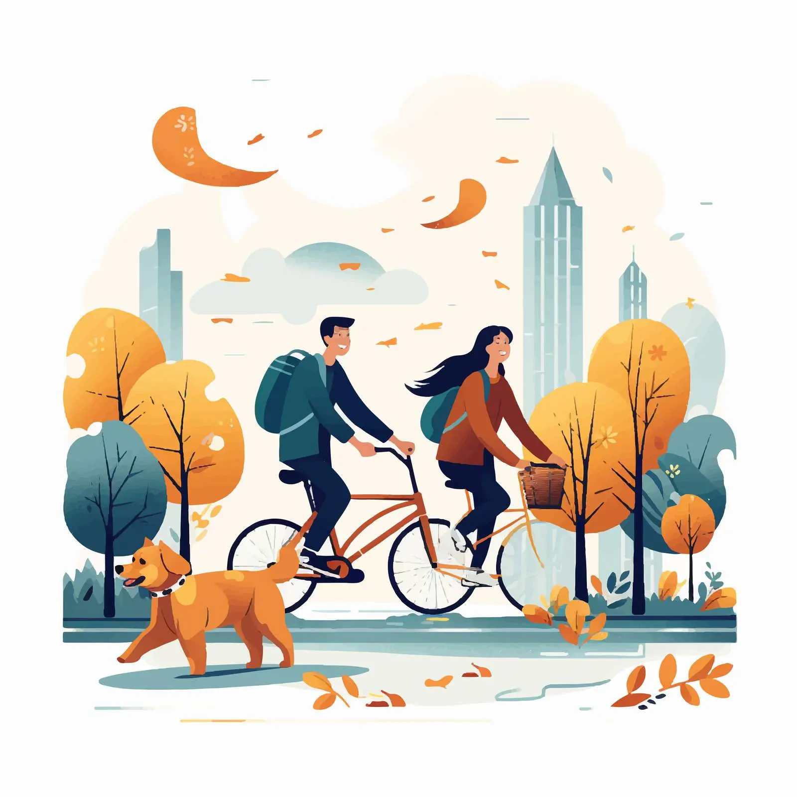 Autumn Park Scene with Modern Characters — free download from Dotvec