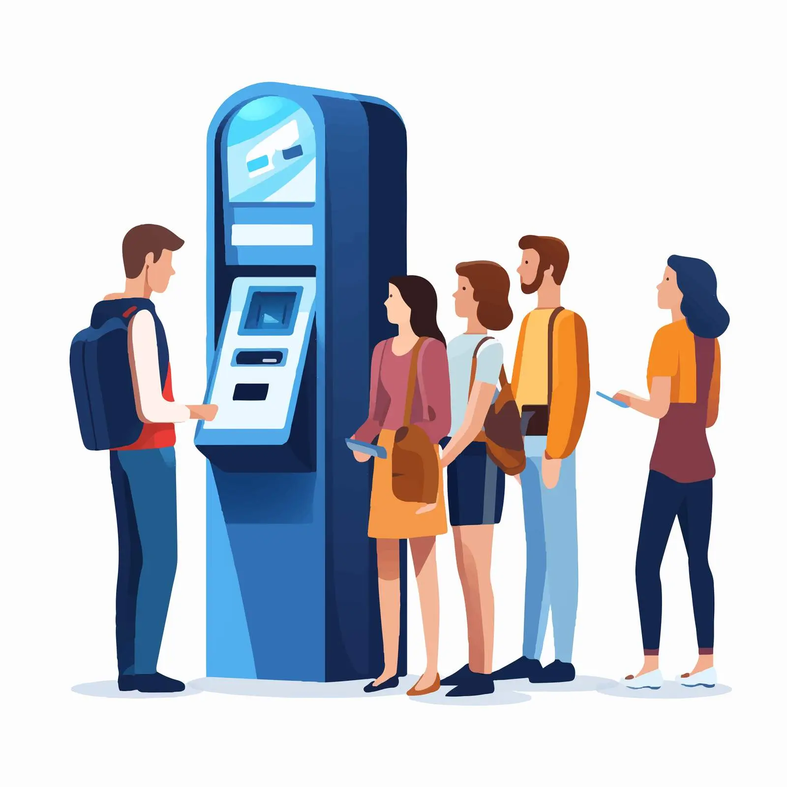 People Waiting to Withdraw Cash at ATM — free download from Dotvec