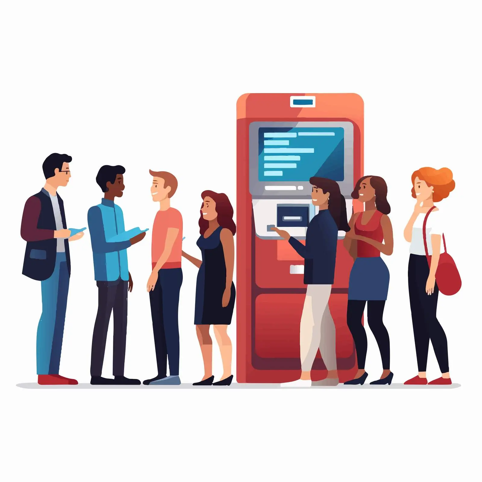 People Queueing at ATM for Cash Withdrawal — free download from Dotvec