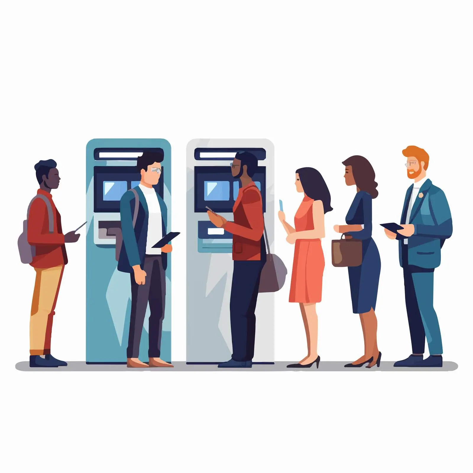 People Queuing at ATM for Cash Withdrawal — free download from Dotvec