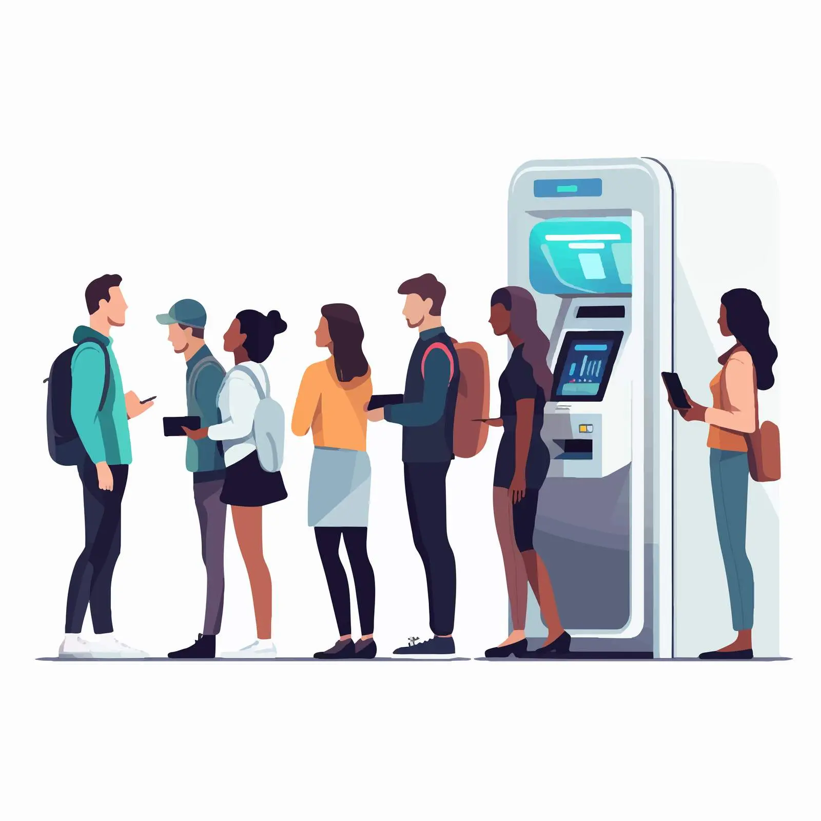 People Queueing at ATM for Cash Withdrawal – free financial transactions image from Dotvec
