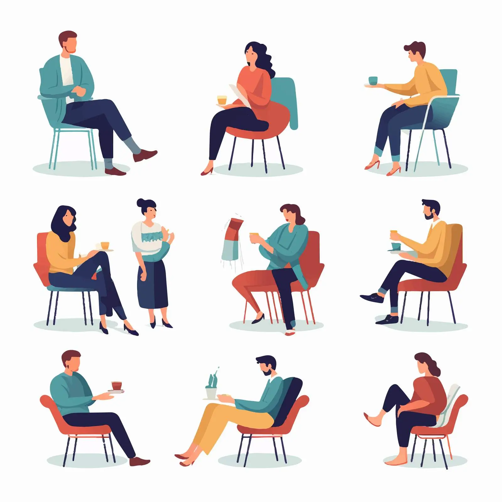 Casual Conversation Among People on Chairs — free download from Dotvec