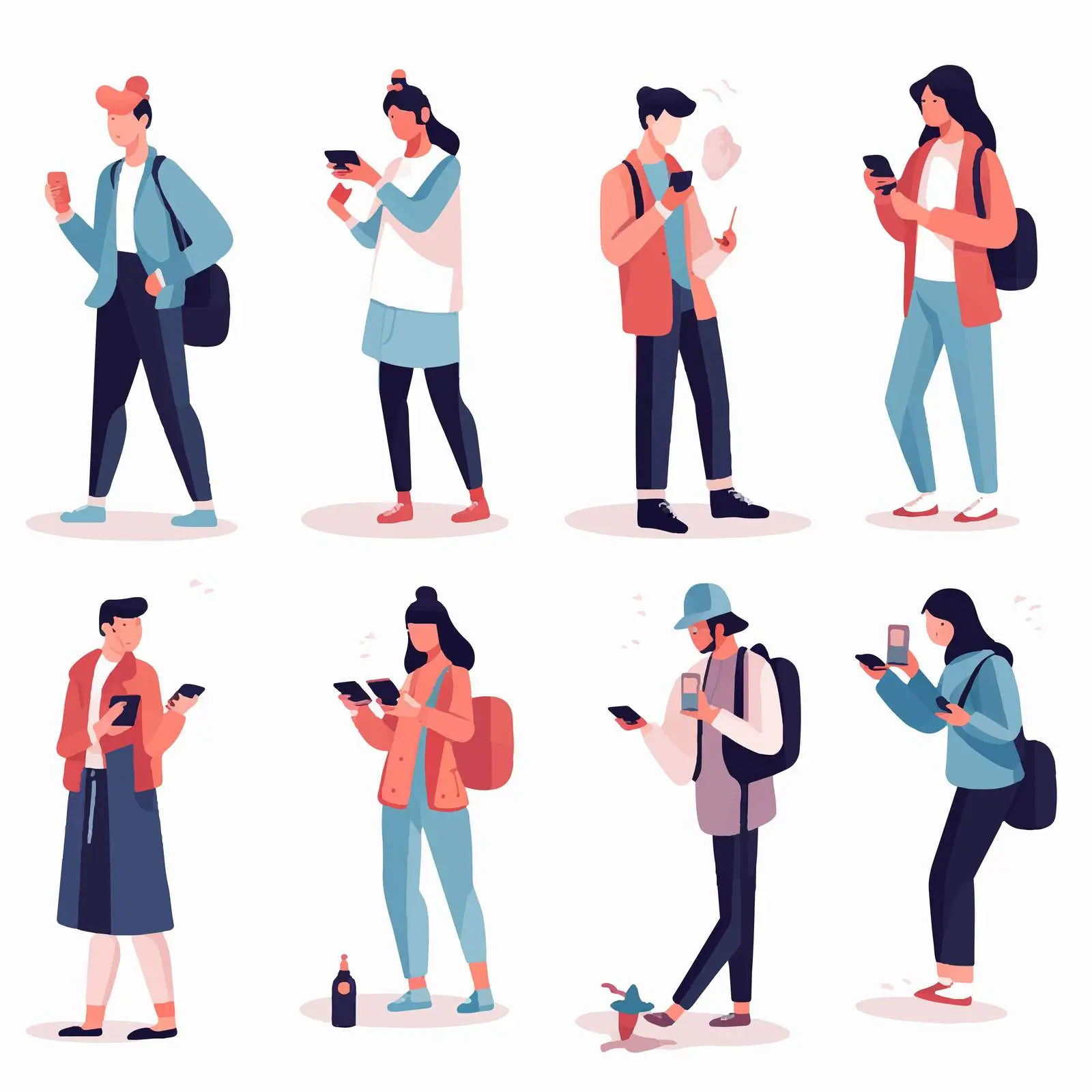 Men Using Smartphones - Flat Vector Illustrations — free download from Dotvec