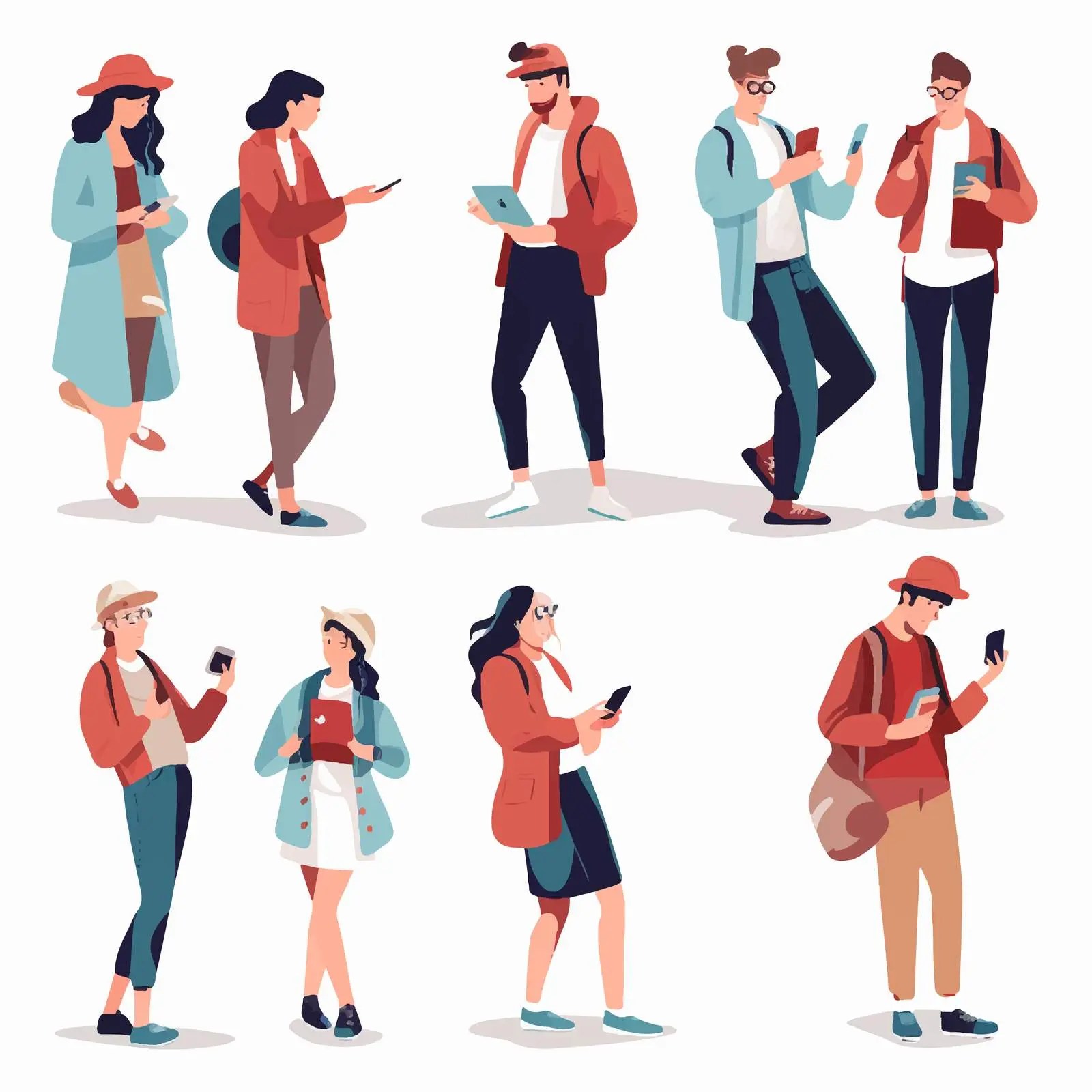 Men Using Smartphones Vector Illustration Set – free digital age image from Dotvec