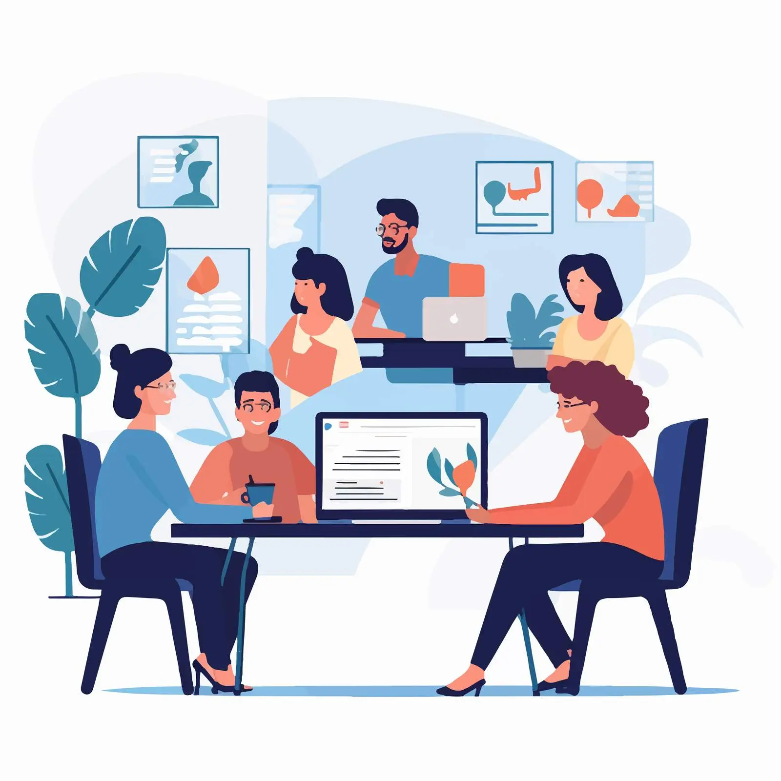 People Meeting Online with Technology in Workplaces – free video image from Dotvec