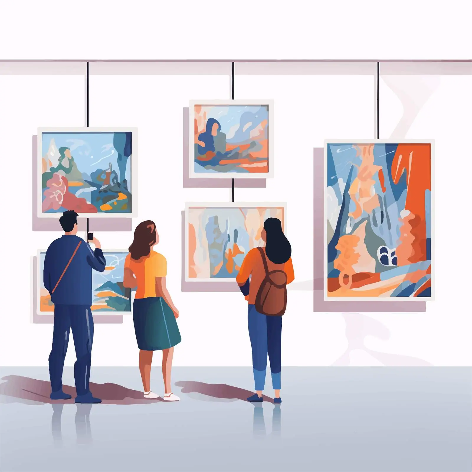 Visitors Exploring Modern Art Gallery Exhibits — free download from Dotvec