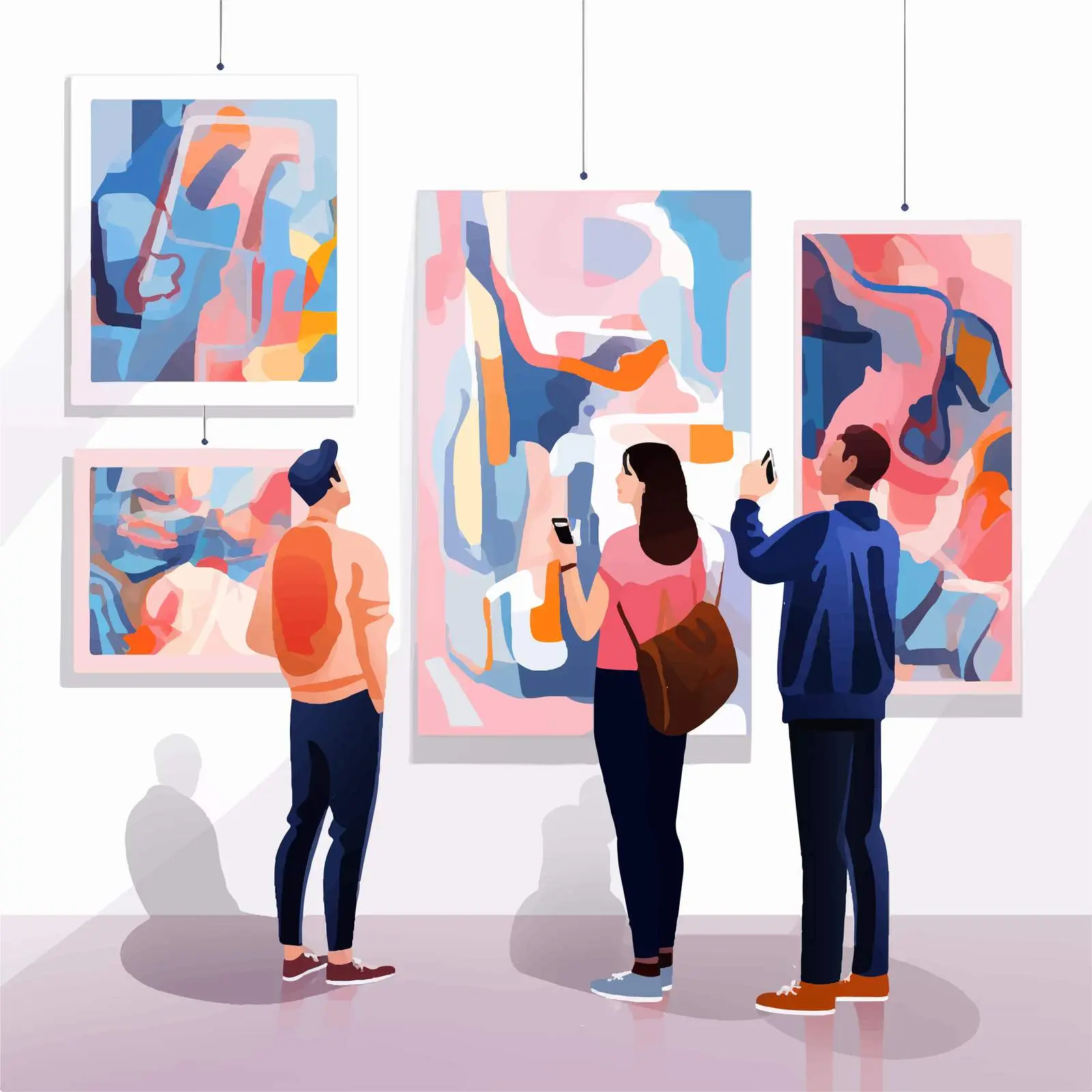 Visitors Enjoying Modern Art Gallery Exhibits — free download from Dotvec