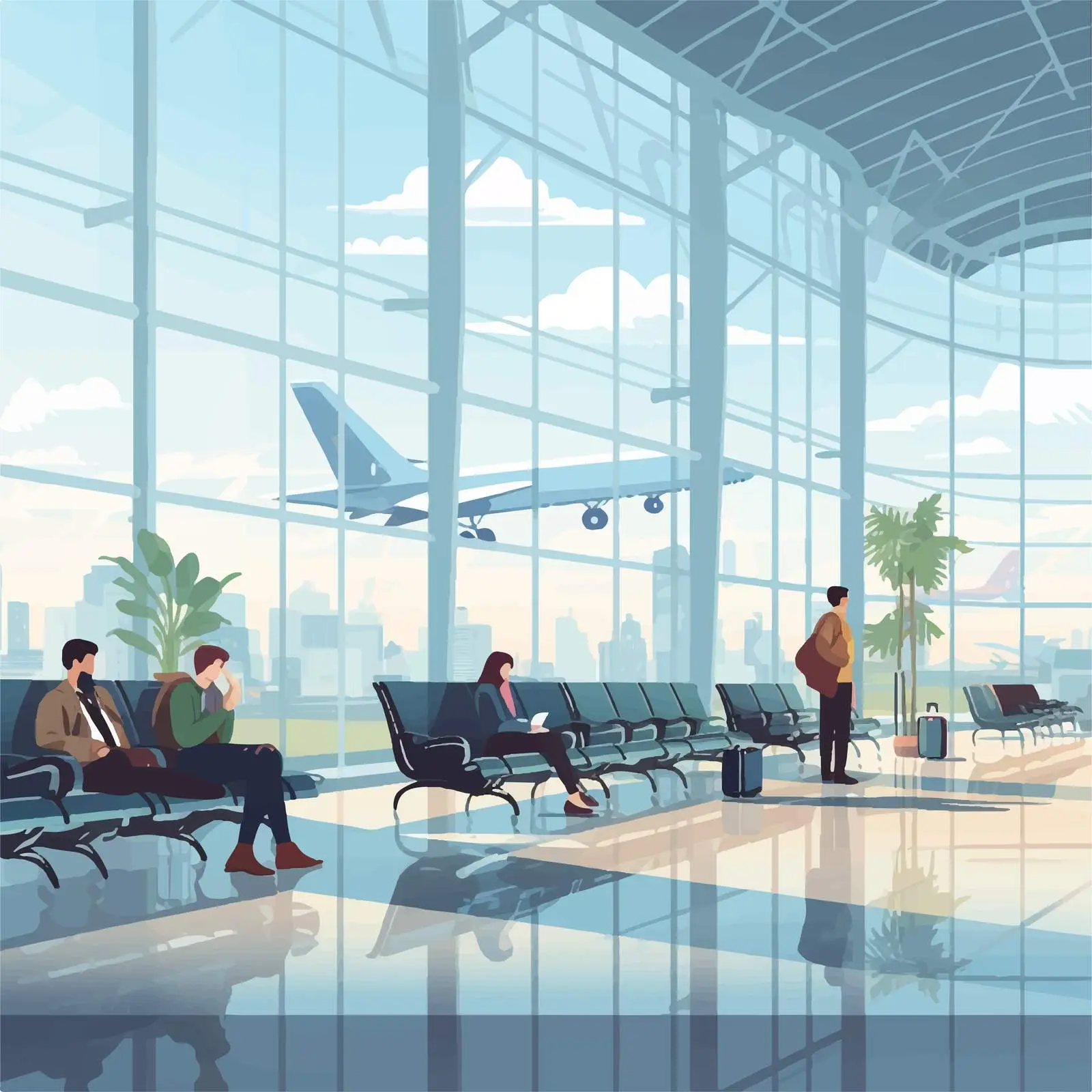 Passengers Awaiting Departure in Airport Lounge — free download from Dotvec