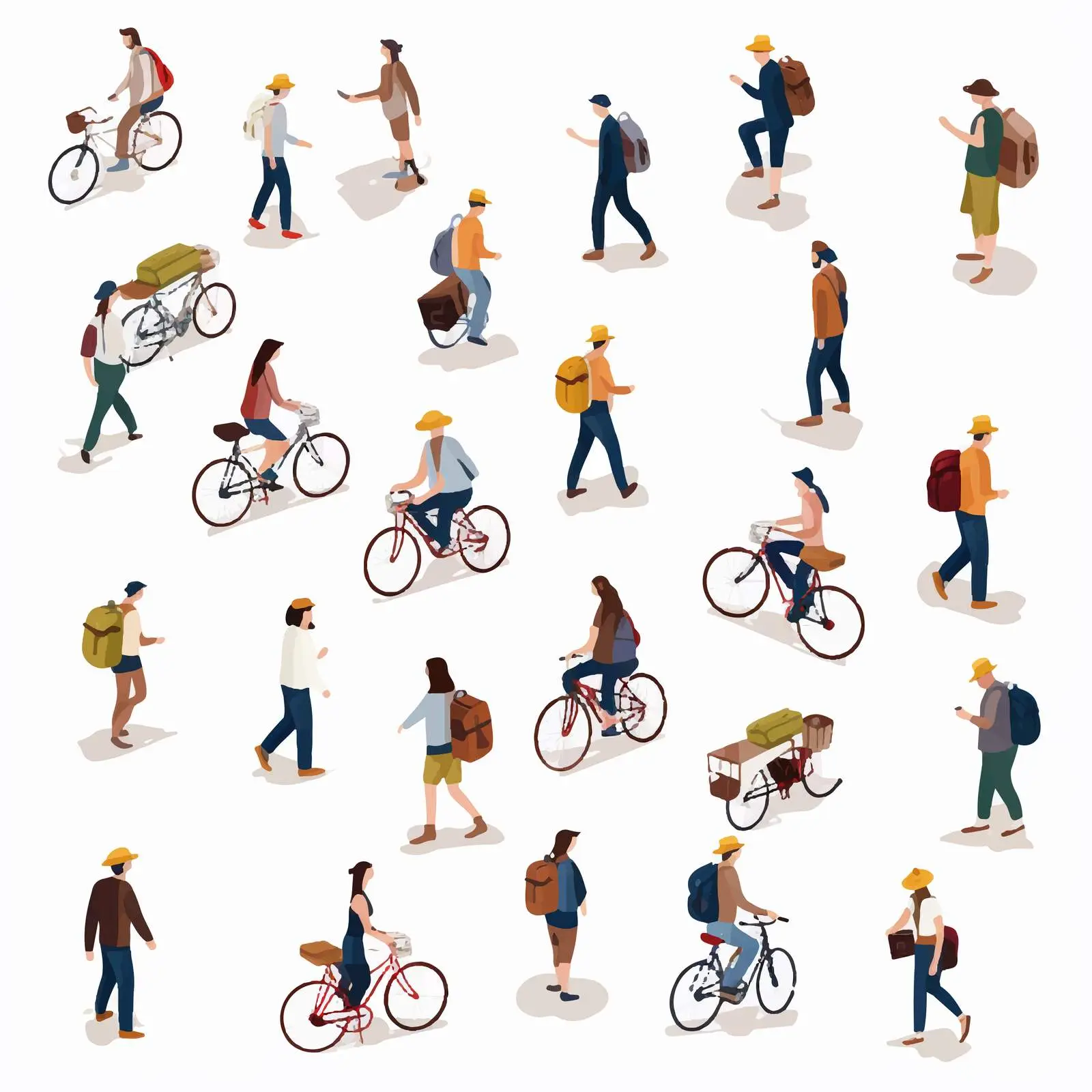 Top View of People Walking and Bicycling — free download from Dotvec