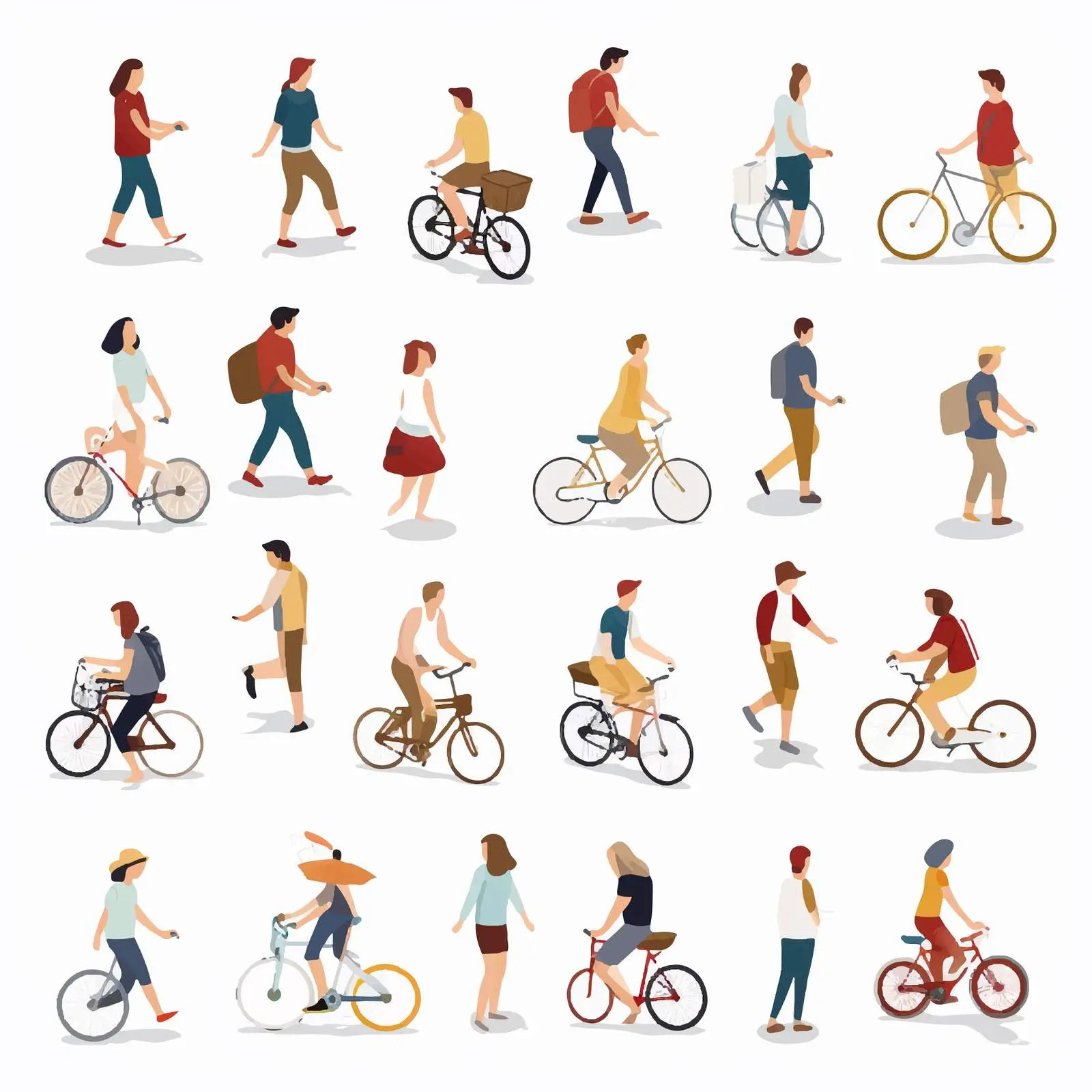 Top View of People Walking and Bicycling — free download from Dotvec