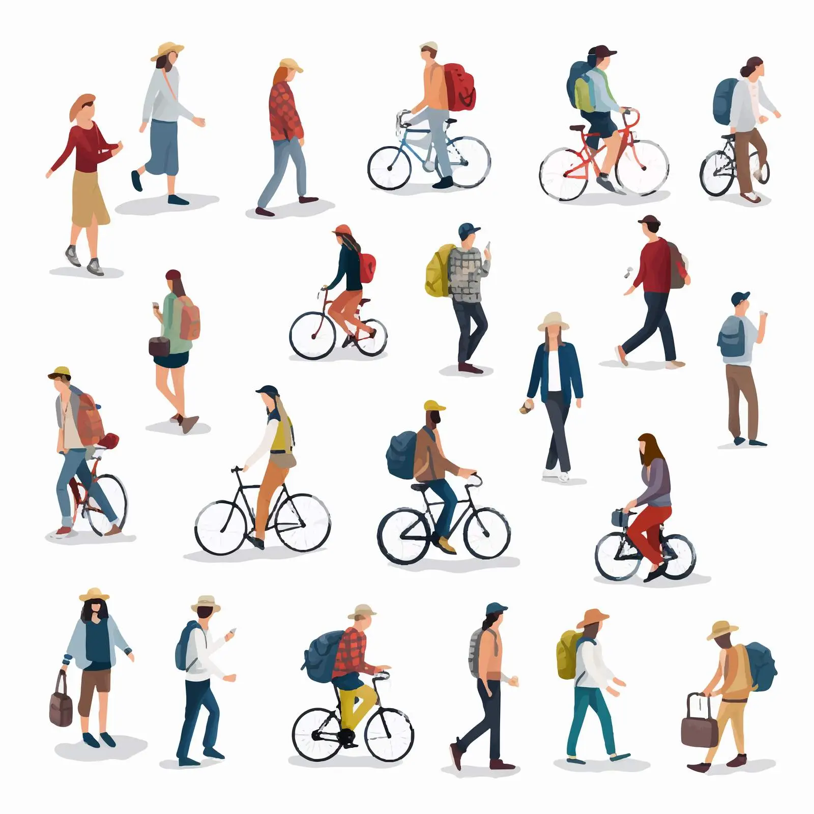 Top View of People Walking and Biking – free sidewalk image from Dotvec