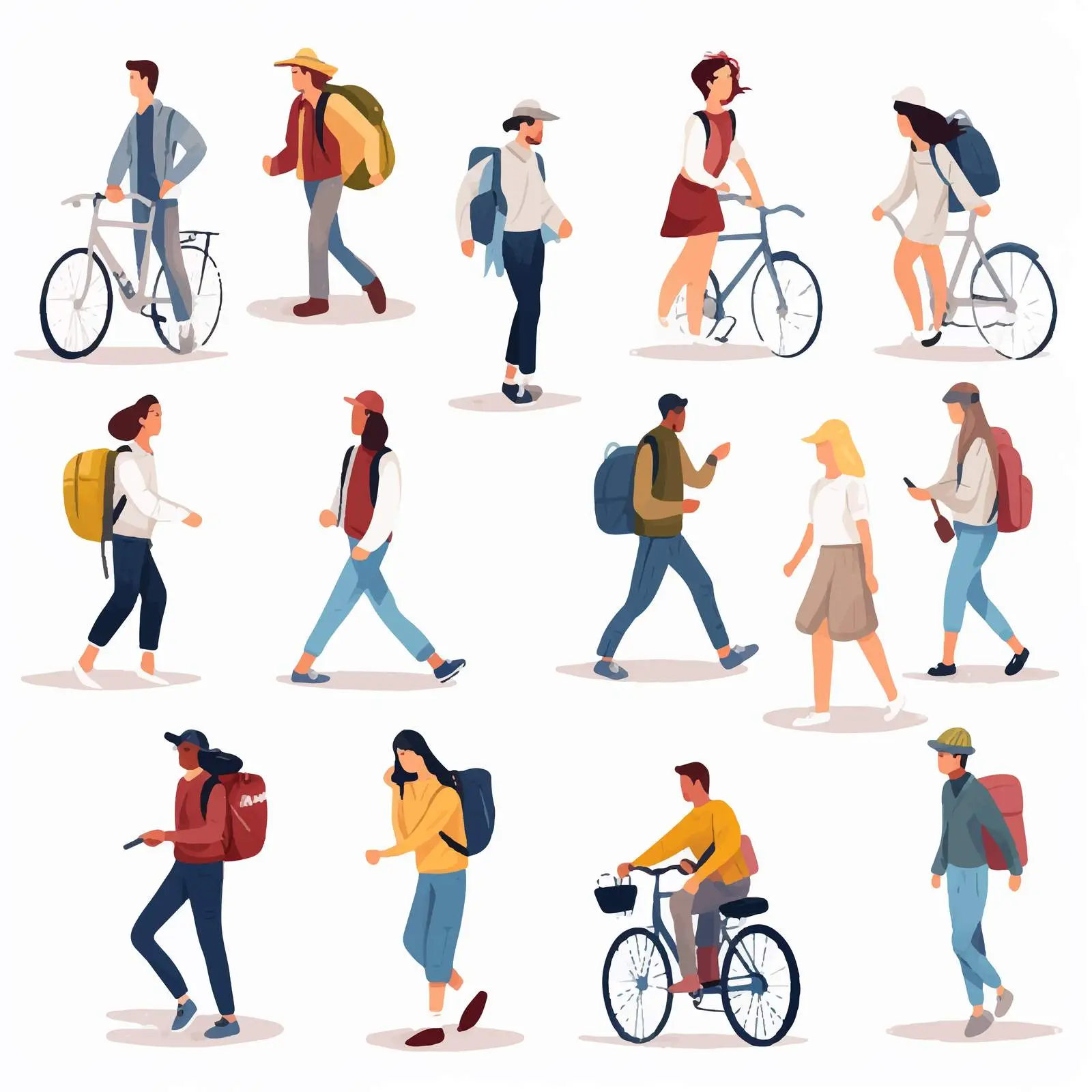 Top View of People Walking and Biking — free download from Dotvec