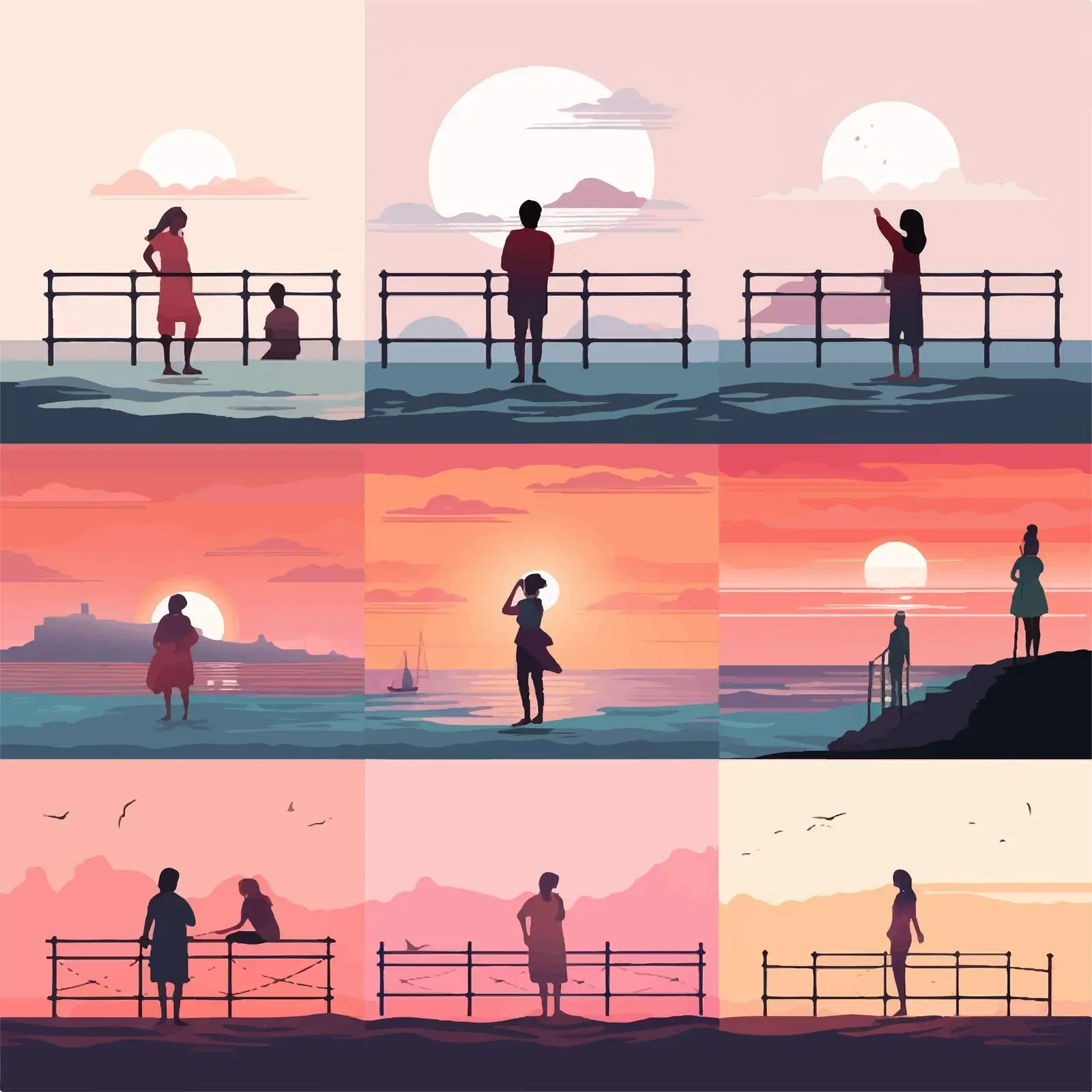 People Watching Sunset at Sea — free download from Dotvec